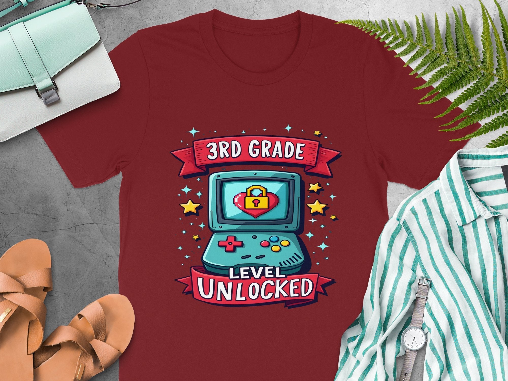 3rd Grade Level Unlocked T - Shirt, Retro Gaming Design, Third Grade Shirt, Back to School Gift, Gamer T - Shirt for Kids, Level Up Shirt - Miramor