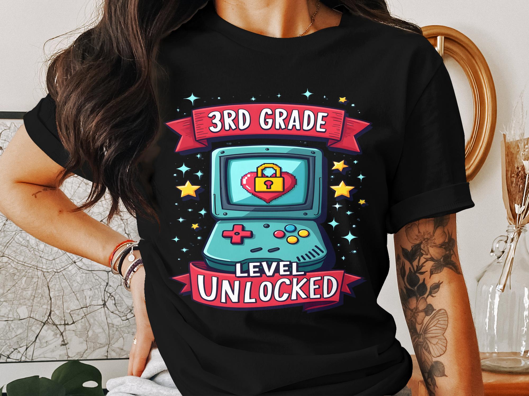 3rd Grade Level Unlocked T - Shirt, Retro Gaming Design, Third Grade Shirt, Back to School Gift, Gamer T - Shirt for Kids, Level Up Shirt - Miramor