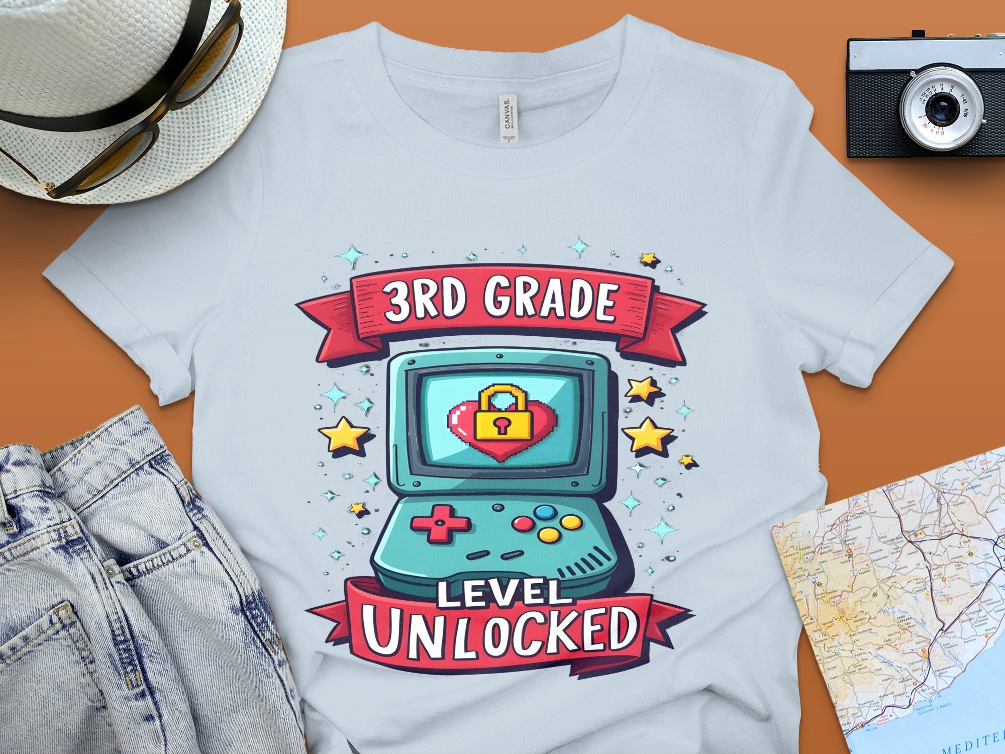 3rd Grade Level Unlocked T - Shirt, Retro Gaming Design, Third Grade Shirt, Back to School Gift, Gamer T - Shirt for Kids, Level Up Shirt - Miramor