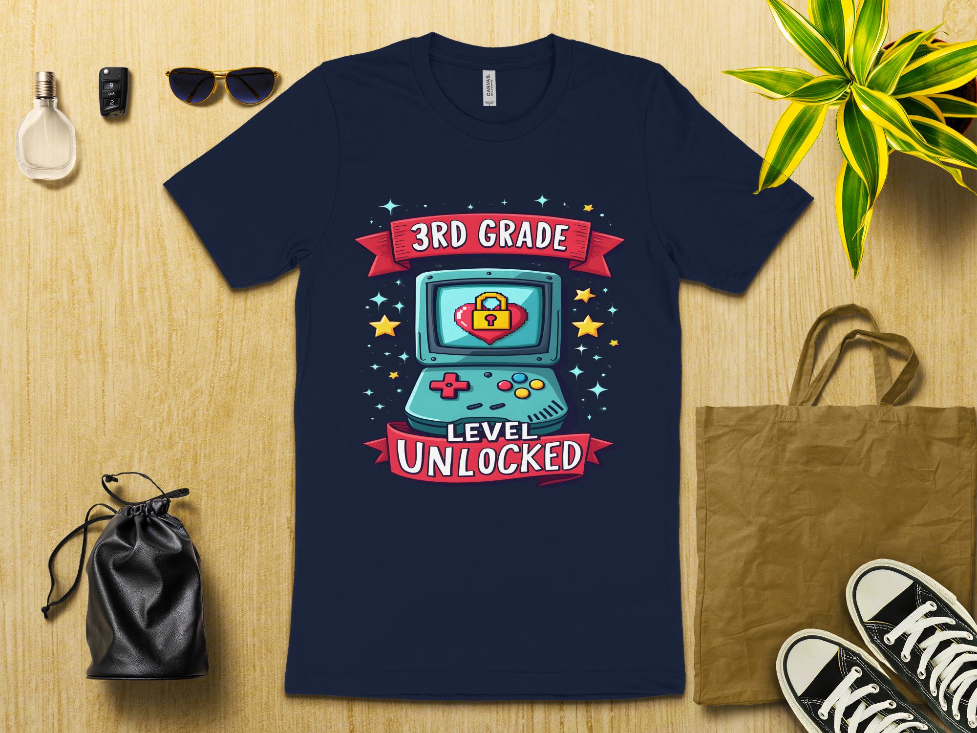 3rd Grade Level Unlocked T - Shirt, Retro Gaming Design, Third Grade Shirt, Back to School Gift, Gamer T - Shirt for Kids, Level Up Shirt - Miramor