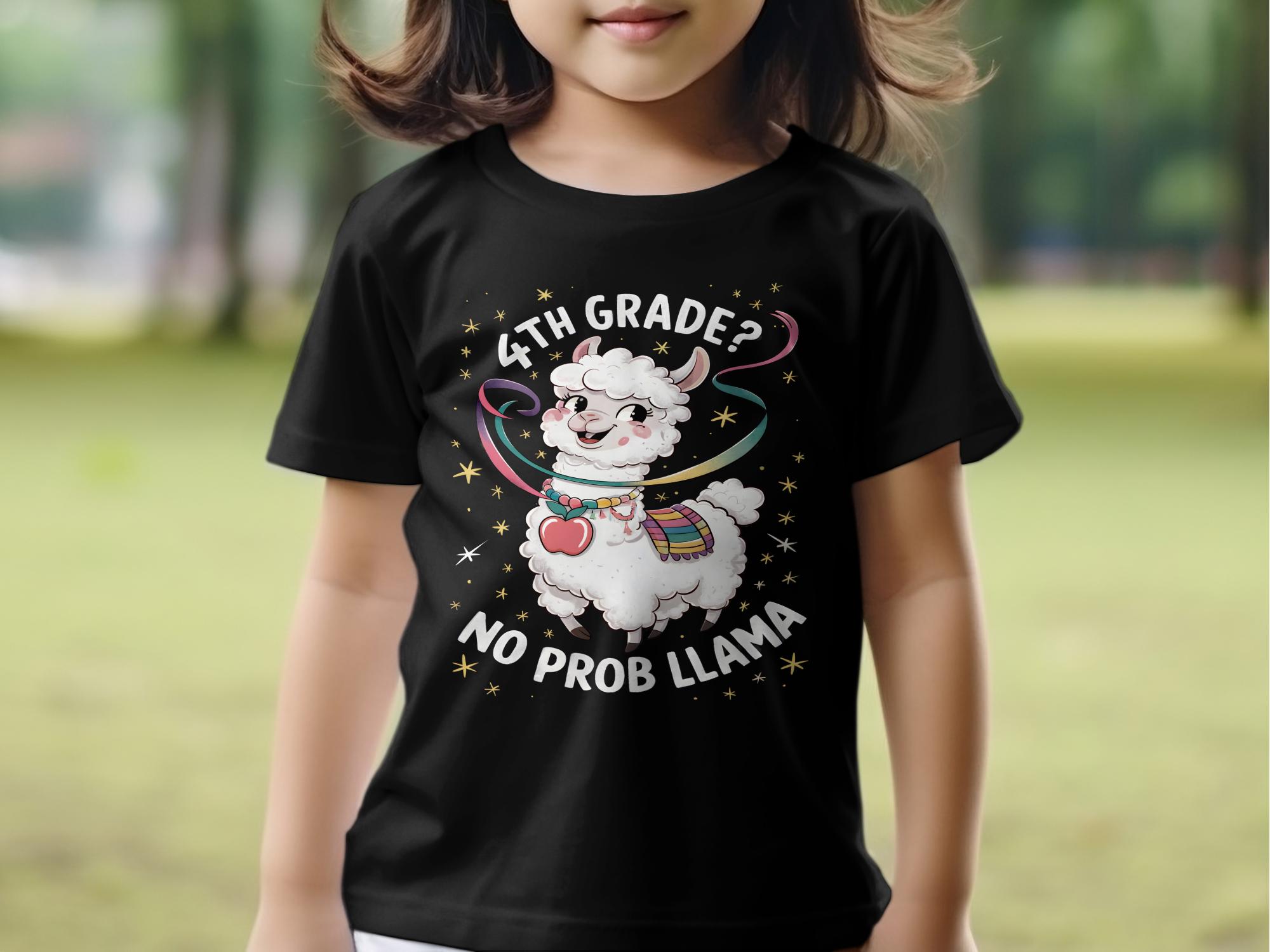 4th Grade No Prob Llama Shirt, Funny Llama Shirt for Kids, Llama Themed Gift, Back to School Shirt, Cute Llama T - Shirt, School Humor Tee - Miramor