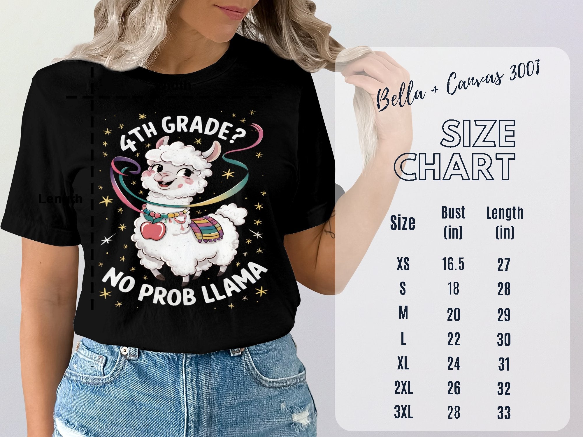 4th Grade No Prob Llama Shirt, Funny Llama Shirt for Kids, Llama Themed Gift, Back to School Shirt, Cute Llama T - Shirt, School Humor Tee - Miramor