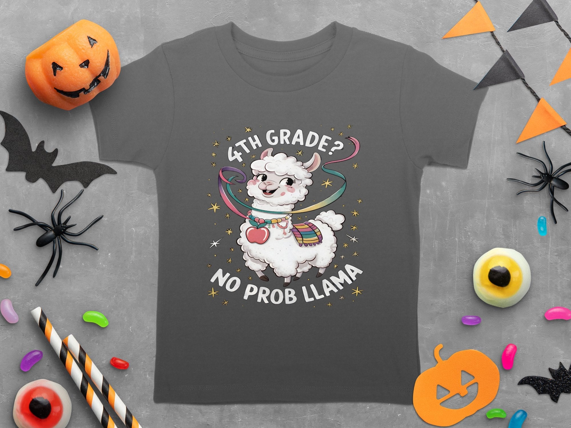 4th Grade No Prob Llama Shirt, Funny Llama Shirt for Kids, Llama Themed Gift, Back to School Shirt, Cute Llama T - Shirt, School Humor Tee - Miramor