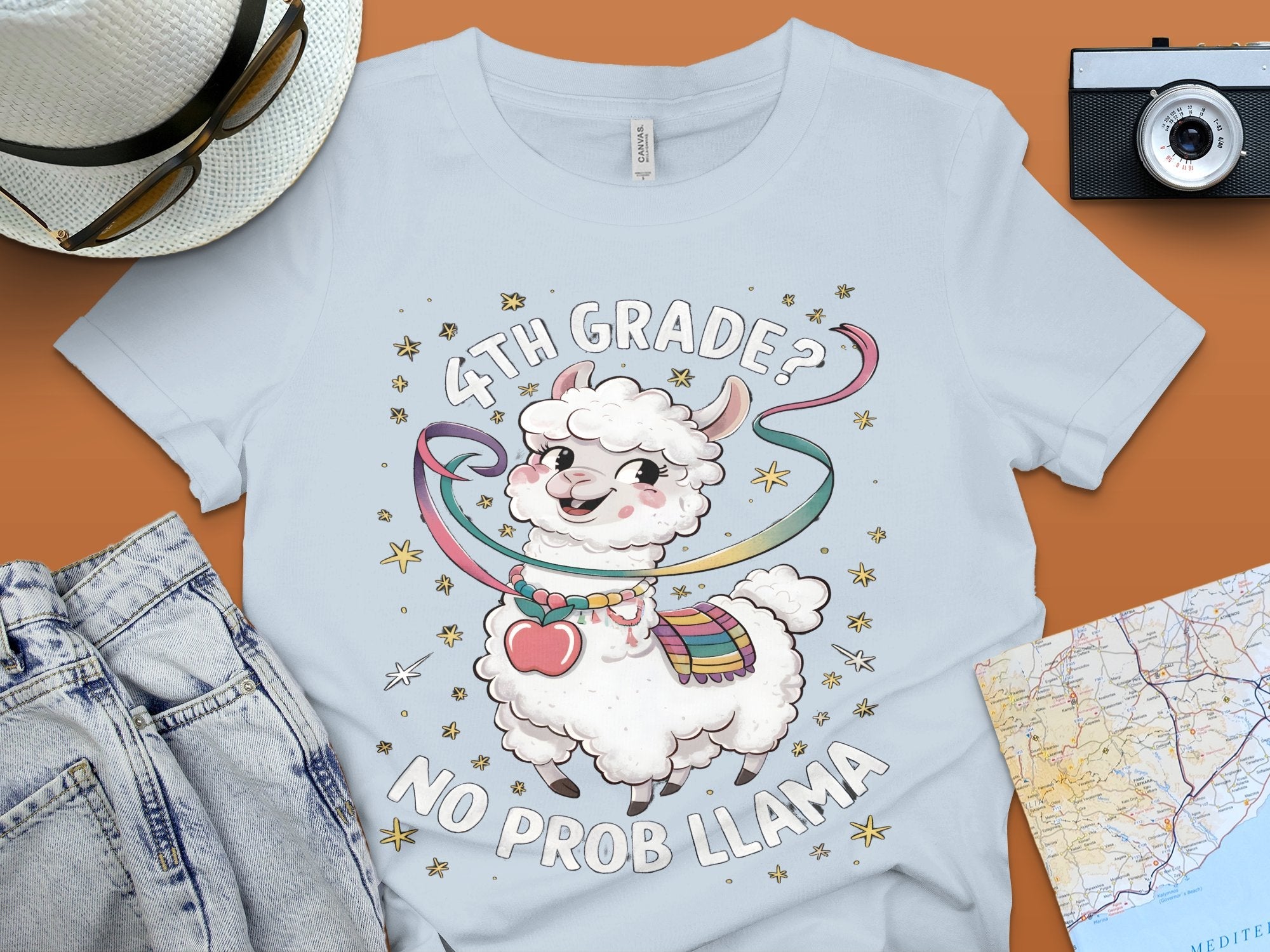 4th Grade No Prob Llama Shirt, Funny Llama Shirt for Kids, Llama Themed Gift, Back to School Shirt, Cute Llama T - Shirt, School Humor Tee - Miramor