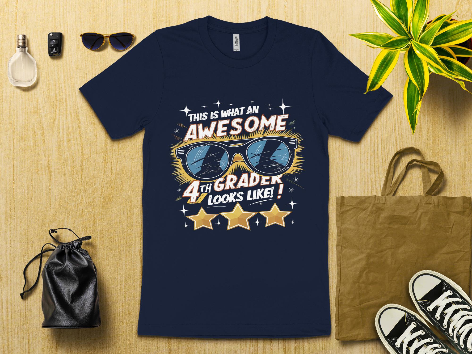 Awesome 4th Grader T - Shirt, Cool Fourth Grade Student Shirt, Gift for Fourth Graders, Back to School Tee, Fun 4th Grade Apparel - Miramor