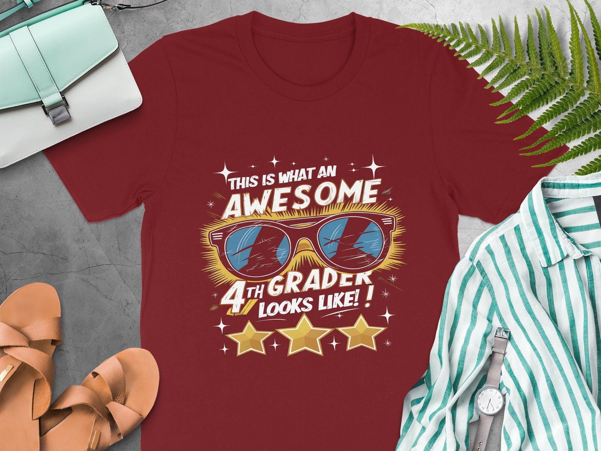 Awesome 4th Grader T - Shirt, Cool Fourth Grade Student Shirt, Gift for Fourth Graders, Back to School Tee, Fun 4th Grade Apparel - Miramor