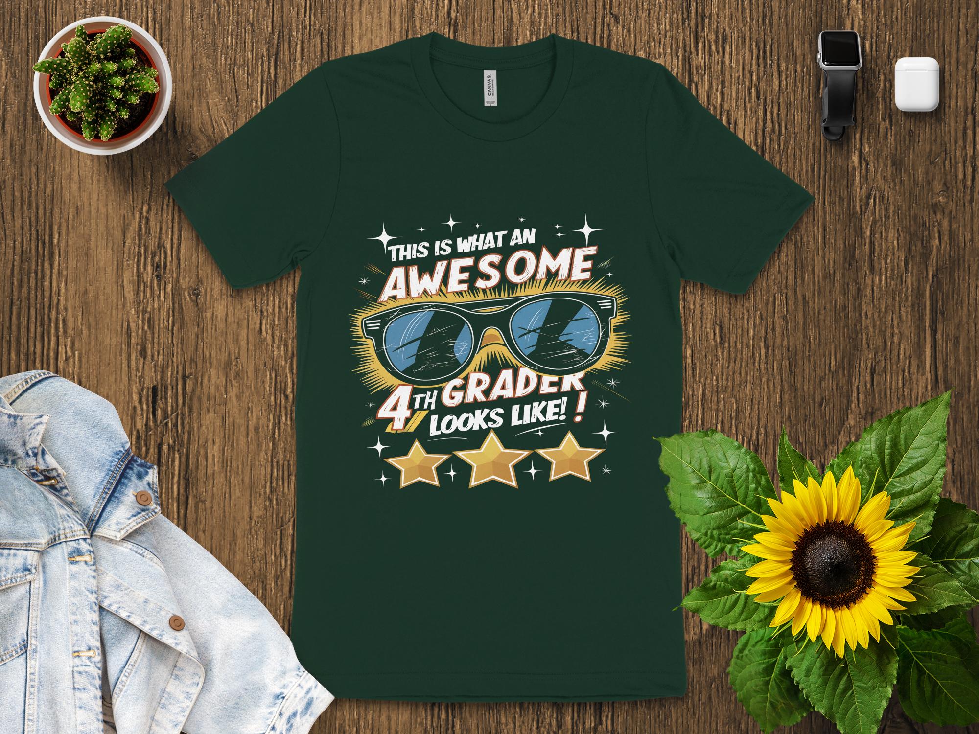 Awesome 4th Grader T - Shirt, Cool Fourth Grade Student Shirt, Gift for Fourth Graders, Back to School Tee, Fun 4th Grade Apparel - Miramor