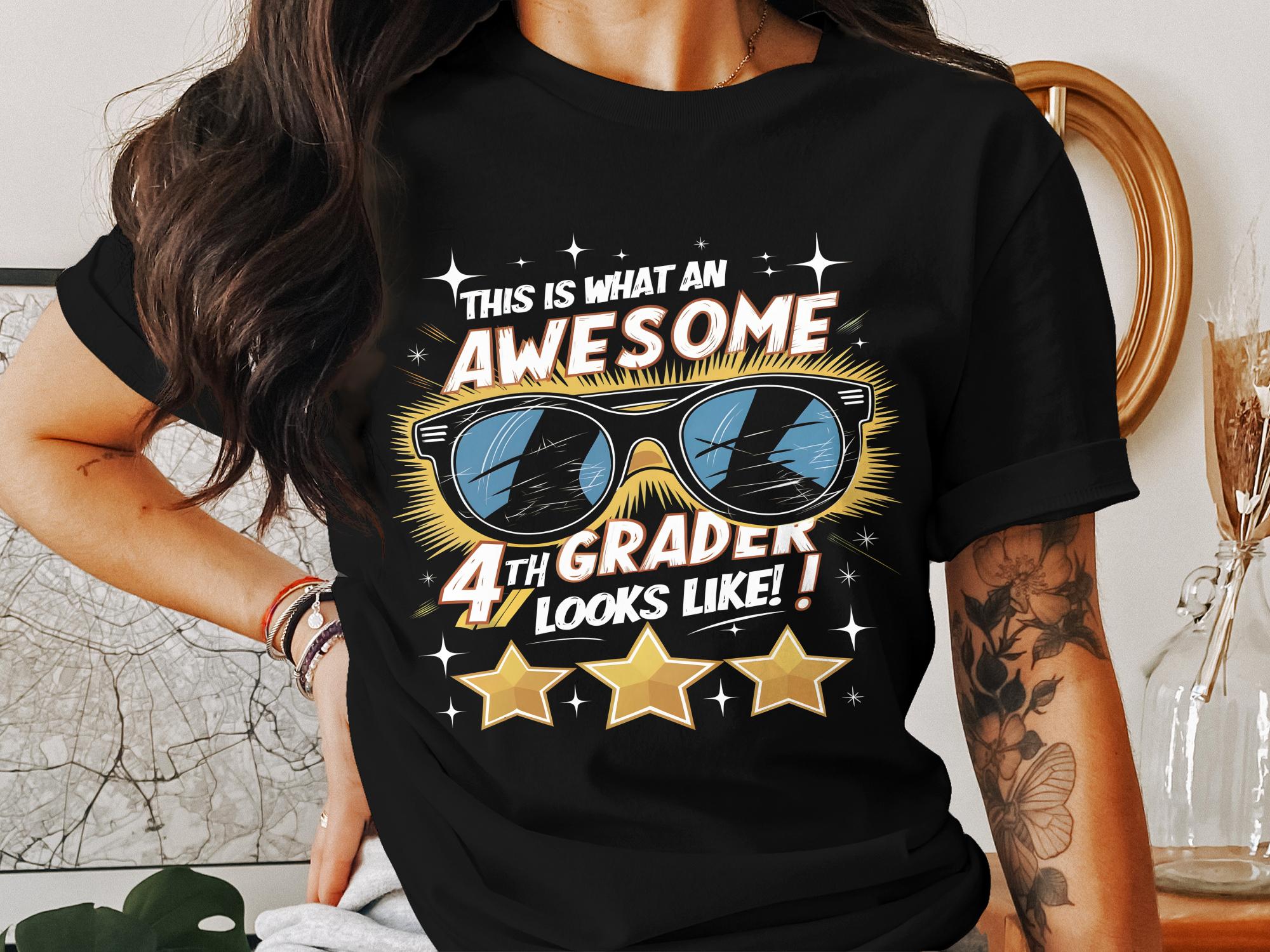 Awesome 4th Grader T - Shirt, Cool Fourth Grade Student Shirt, Gift for Fourth Graders, Back to School Tee, Fun 4th Grade Apparel - Miramor