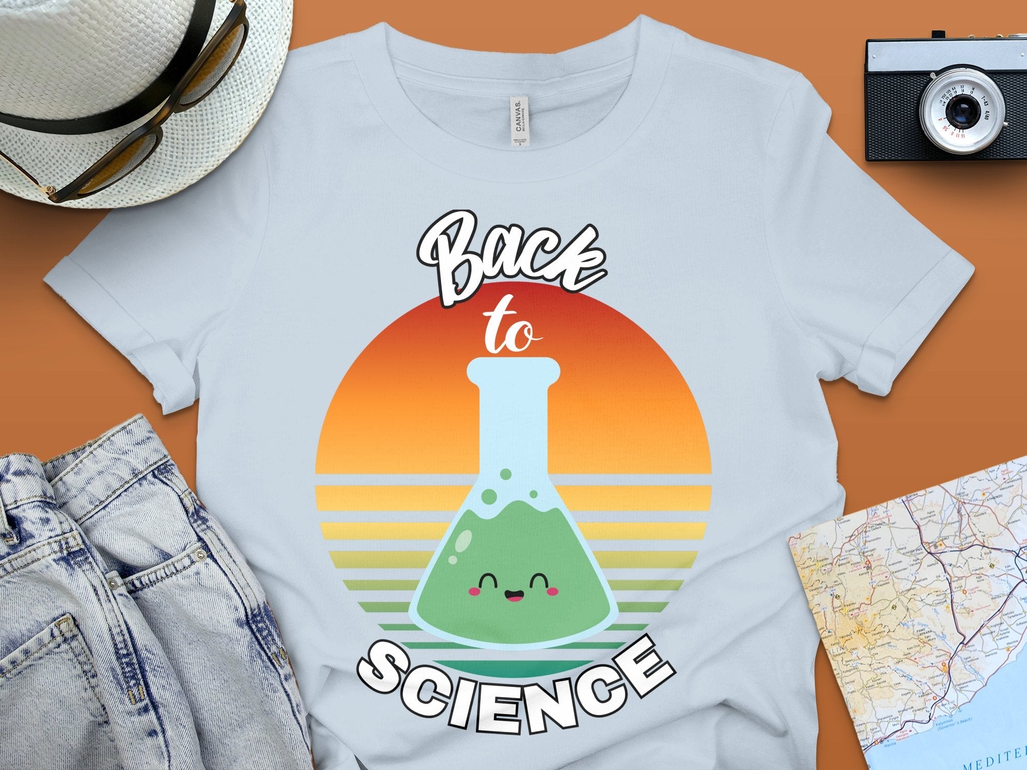 Back to Science T - Shirt, Cute Chemistry Beaker Design, Retro Style Science Shirt for Teachers, Fun Science Lab Clothing, Geek Gift Tee - Miramor