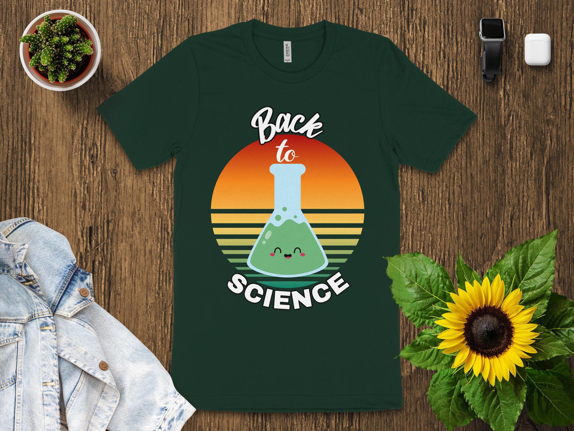 Back to Science T - Shirt, Cute Chemistry Beaker Design, Retro Style Science Shirt for Teachers, Fun Science Lab Clothing, Geek Gift Tee - Miramor