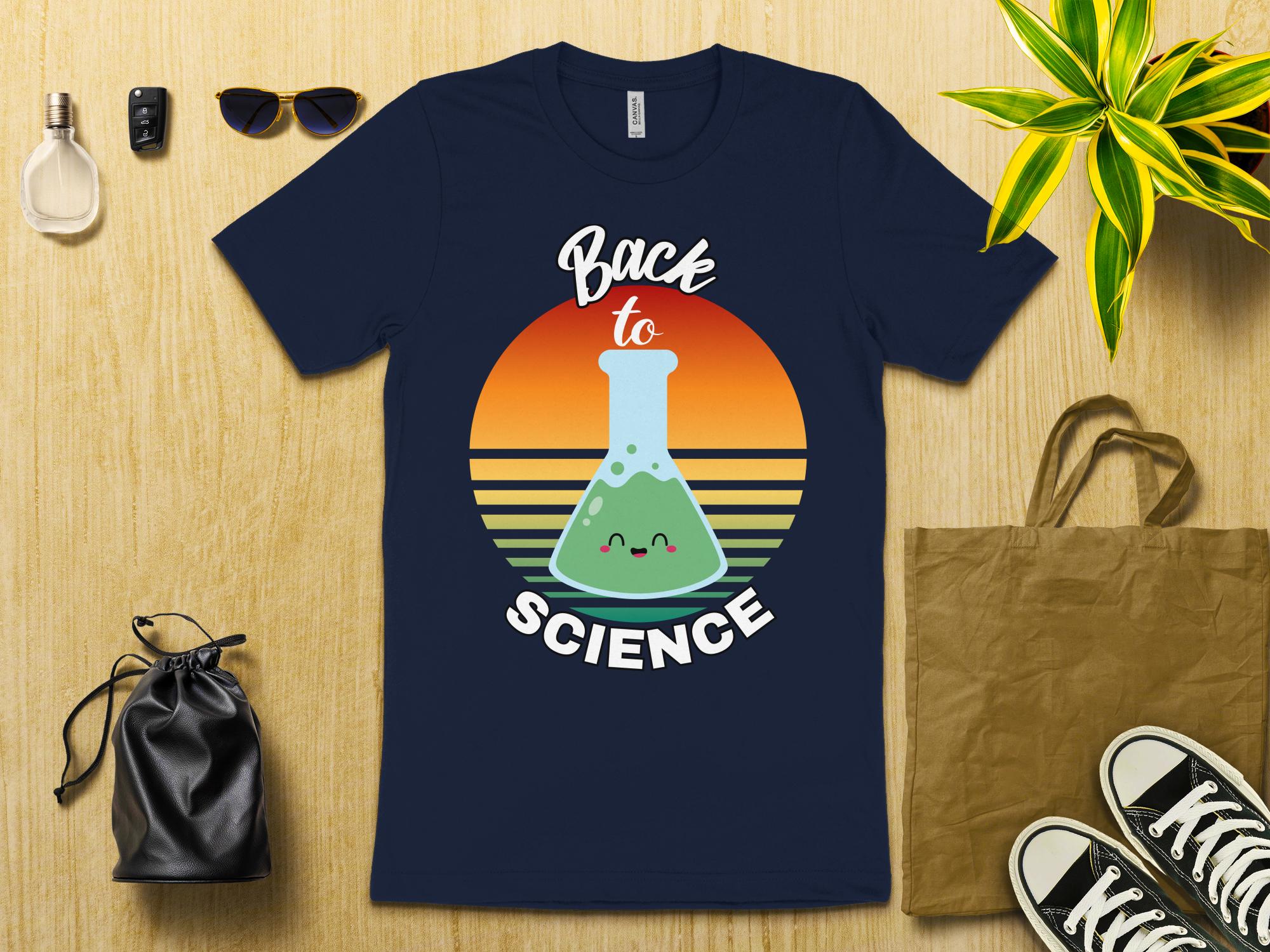 Back to Science T - Shirt, Cute Chemistry Beaker Design, Retro Style Science Shirt for Teachers, Fun Science Lab Clothing, Geek Gift Tee - Miramor