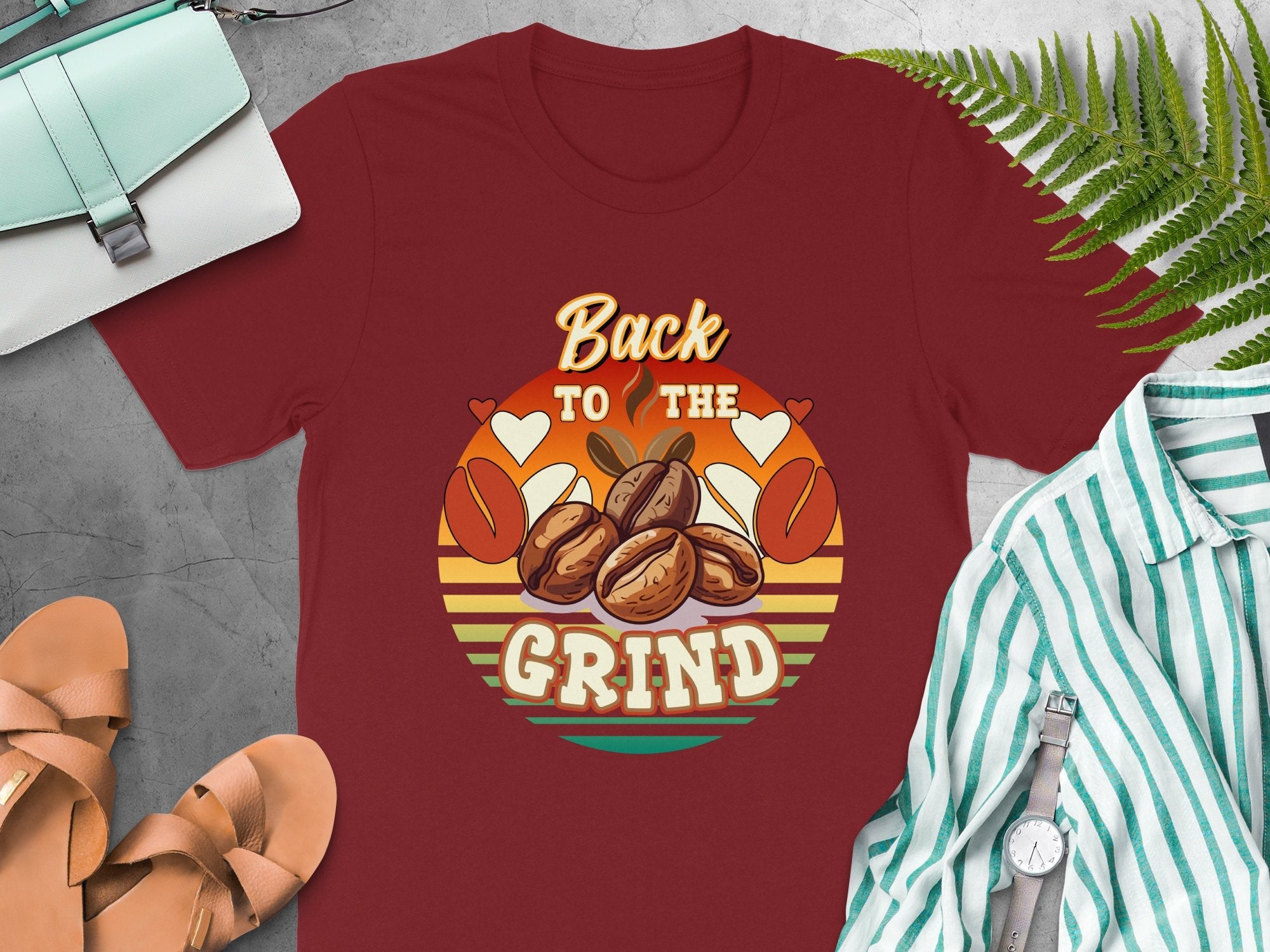 Back to the Grind T - Shirt, Coffee Lover Shirt, Retro Coffee Graphic Tee, Funny Coffee Shirt, Casual Wear, Gift for Coffee Enthusiast - Miramor