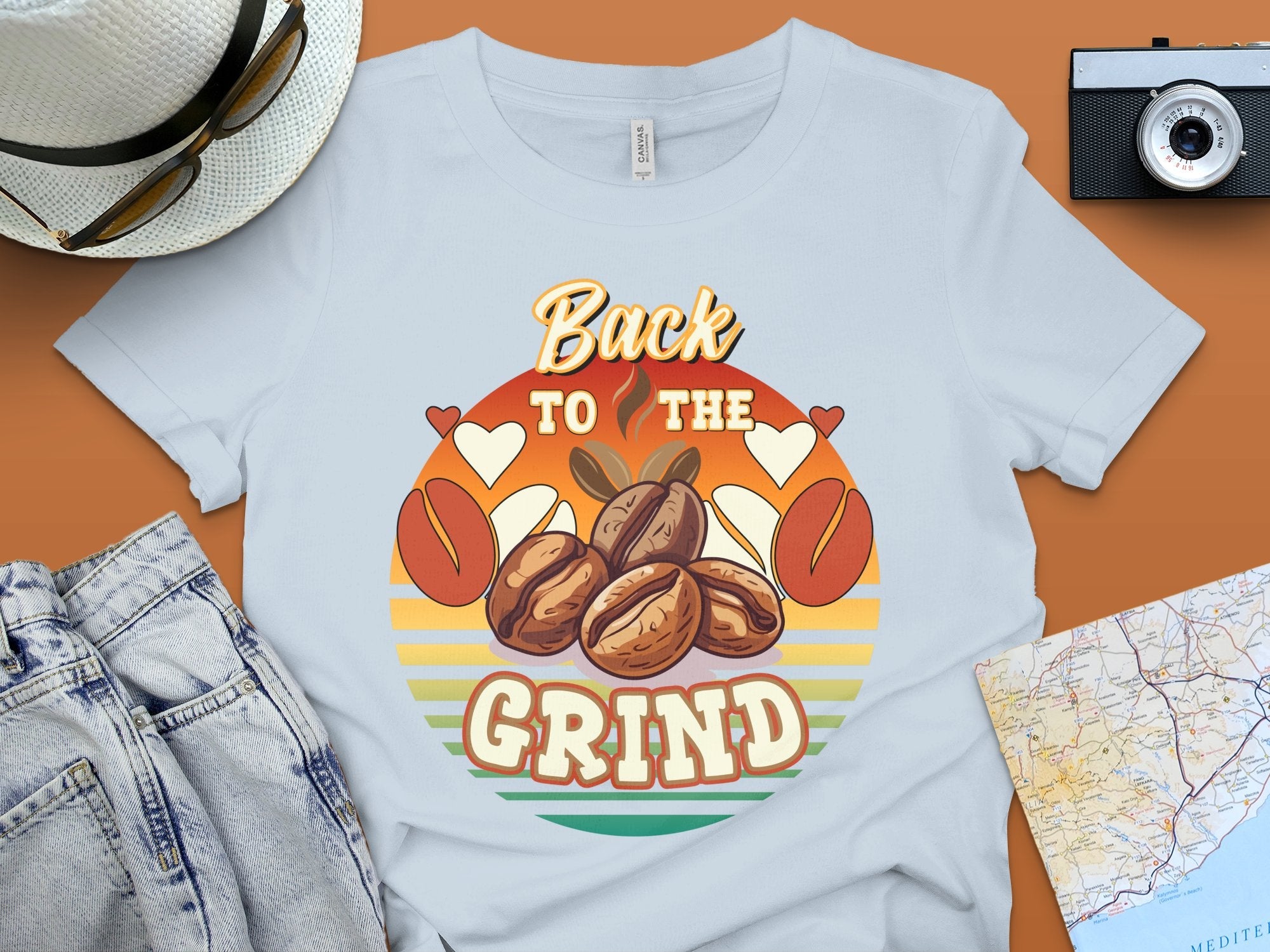 Back to the Grind T - Shirt, Coffee Lover Shirt, Retro Coffee Graphic Tee, Funny Coffee Shirt, Casual Wear, Gift for Coffee Enthusiast - Miramor