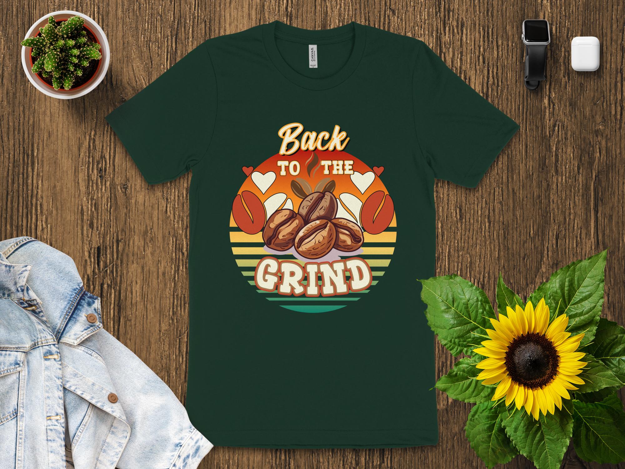 Back to the Grind T - Shirt, Coffee Lover Shirt, Retro Coffee Graphic Tee, Funny Coffee Shirt, Casual Wear, Gift for Coffee Enthusiast - Miramor