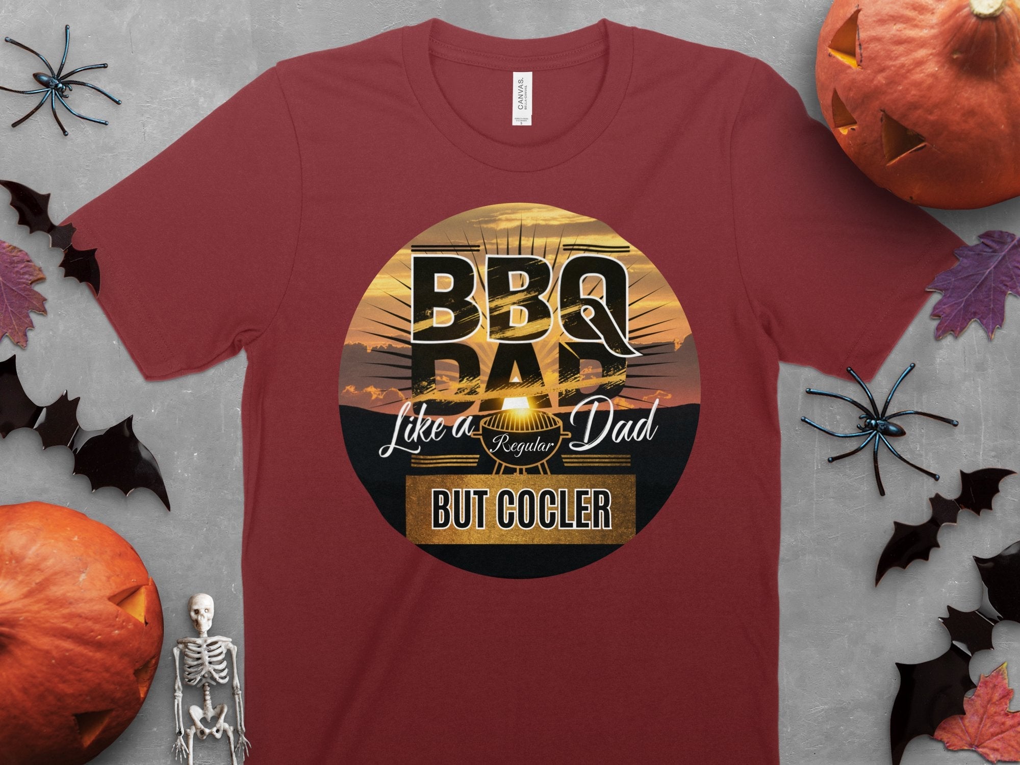 BBQ Dad Like A Regular Dad But Cooler T - Shirt, Funny BBQ Dad Gift Shirt, Father's Day Gift, Cool Dad Tee, Sunset BBQ Design - Miramor