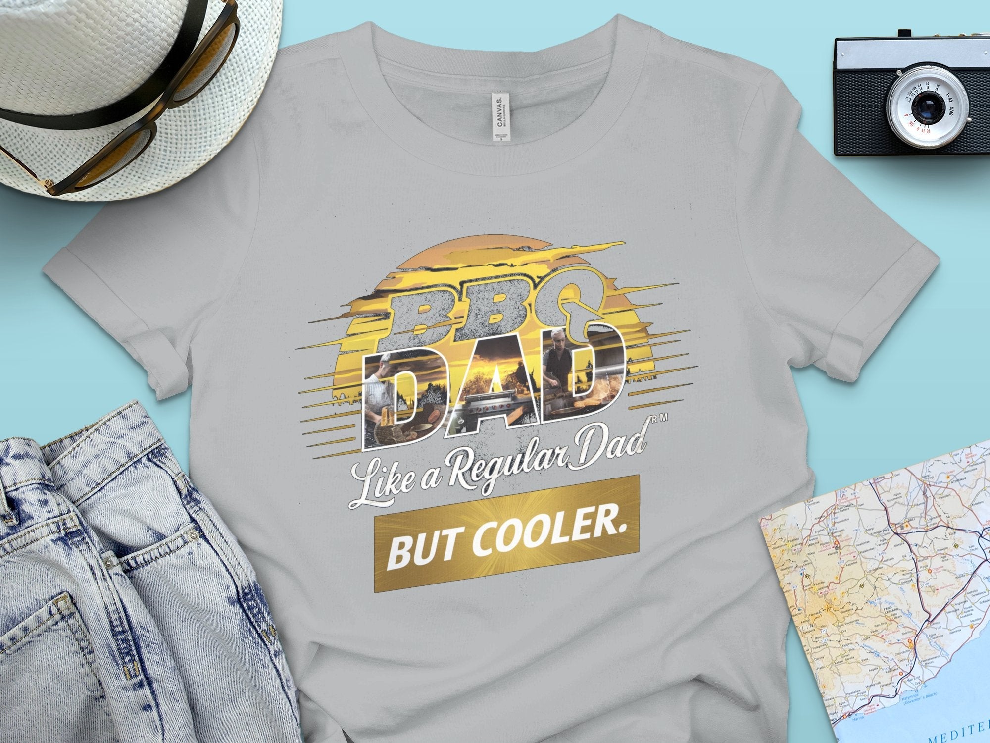 BBQ Dad Like a Regular Dad But Cooler T - Shirt, Funny BBQ Dad Shirt, Gift for Dad, Father's Day Shirt, Cool Dad T - Shirt - Miramor