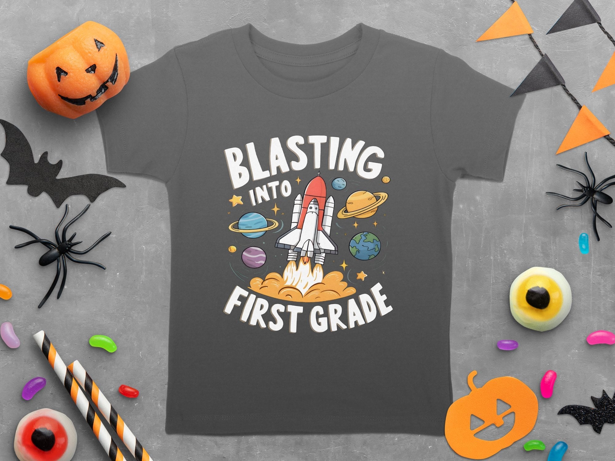 Blasting Into First Grade T - Shirt, Cute Space Rocket Kids Shirt, Back To School T - Shirt, 1st Grade Shirt, Teacher Approved Design - Miramor