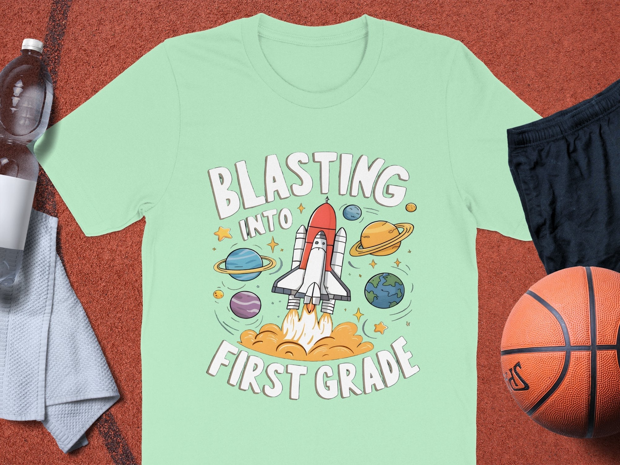 Blasting Into First Grade T - Shirt, Cute Space Rocket Kids Shirt, Back To School T - Shirt, 1st Grade Shirt, Teacher Approved Design - Miramor