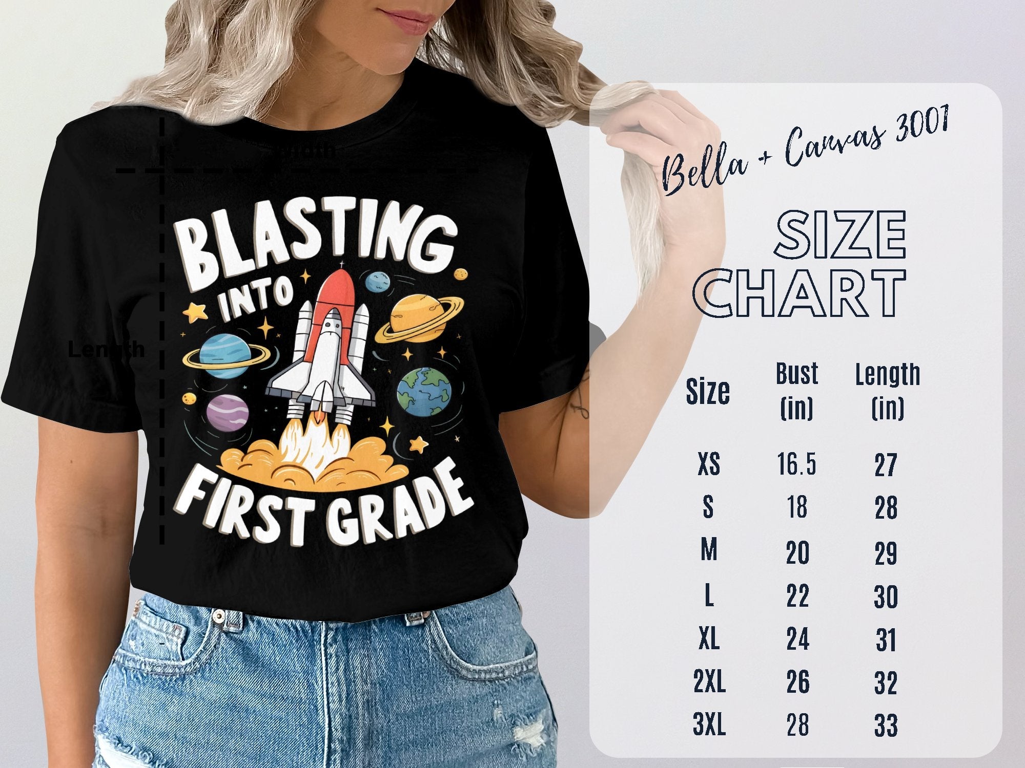 Blasting Into First Grade T - Shirt, Cute Space Rocket Kids Shirt, Back To School T - Shirt, 1st Grade Shirt, Teacher Approved Design - Miramor