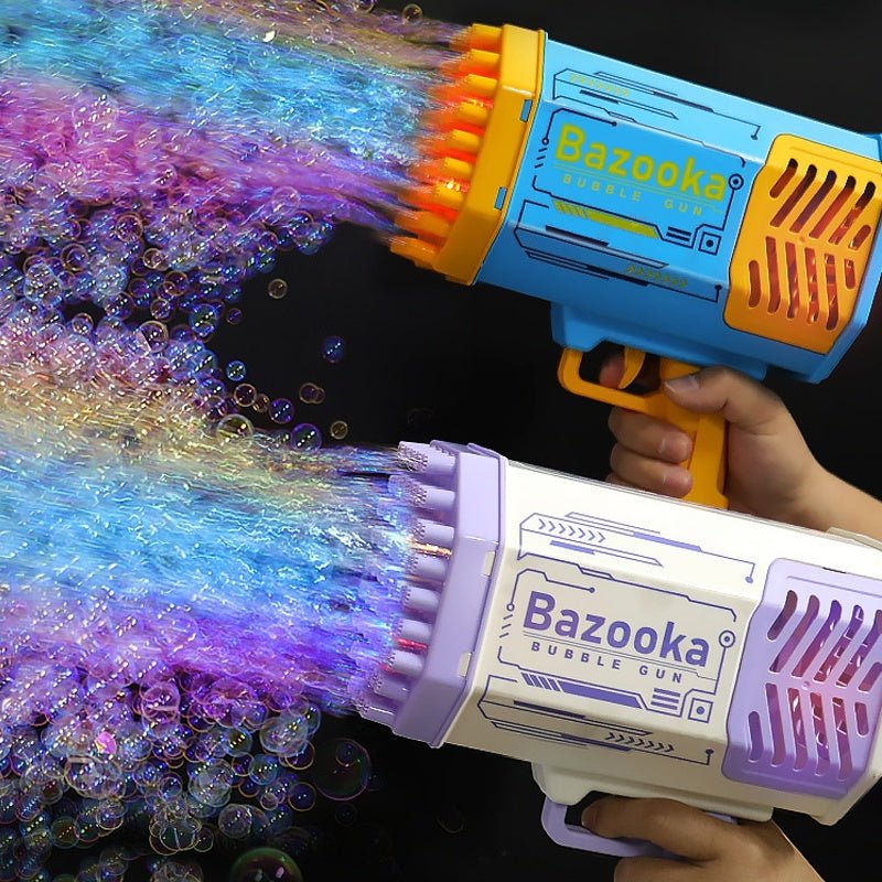 Bubble Gun Rocket 69 Holes Soap Bubbles Machine Gun Shape Automatic Blower With Light Toys For Kids Pomperos - Miramor