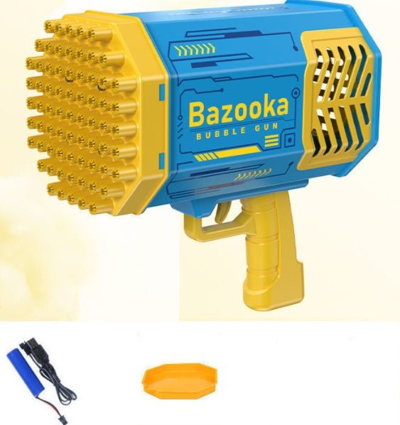 Bubble Gun Rocket 69 Holes Soap Bubbles Machine Gun Shape Automatic Blower With Light Toys For Kids Pomperos - Miramor