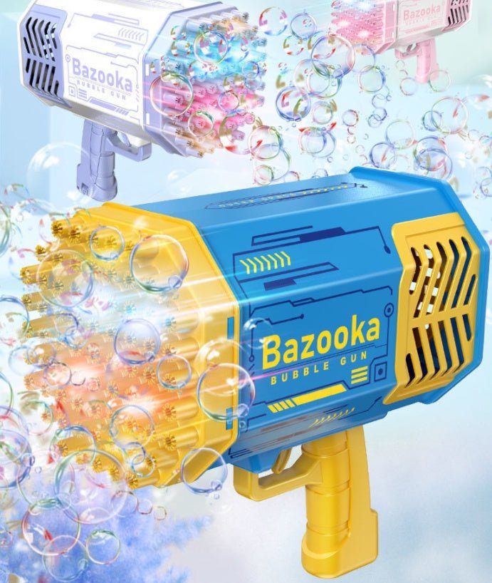 Bubble Gun Rocket 69 Holes Soap Bubbles Machine Gun Shape Automatic Blower With Light Toys For Kids Pomperos - Miramor