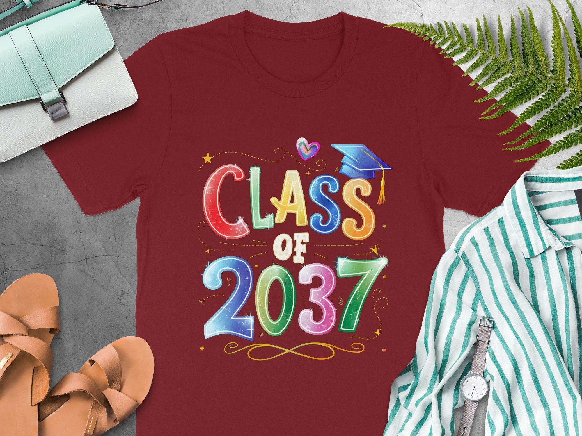 Class of 2037 Graduation T - Shirt, Future Grad T - Shirt, Cute Class of 2037 Shirt, Kindergarten Graduate Shirt, Kids Milestone Shirt - Miramor