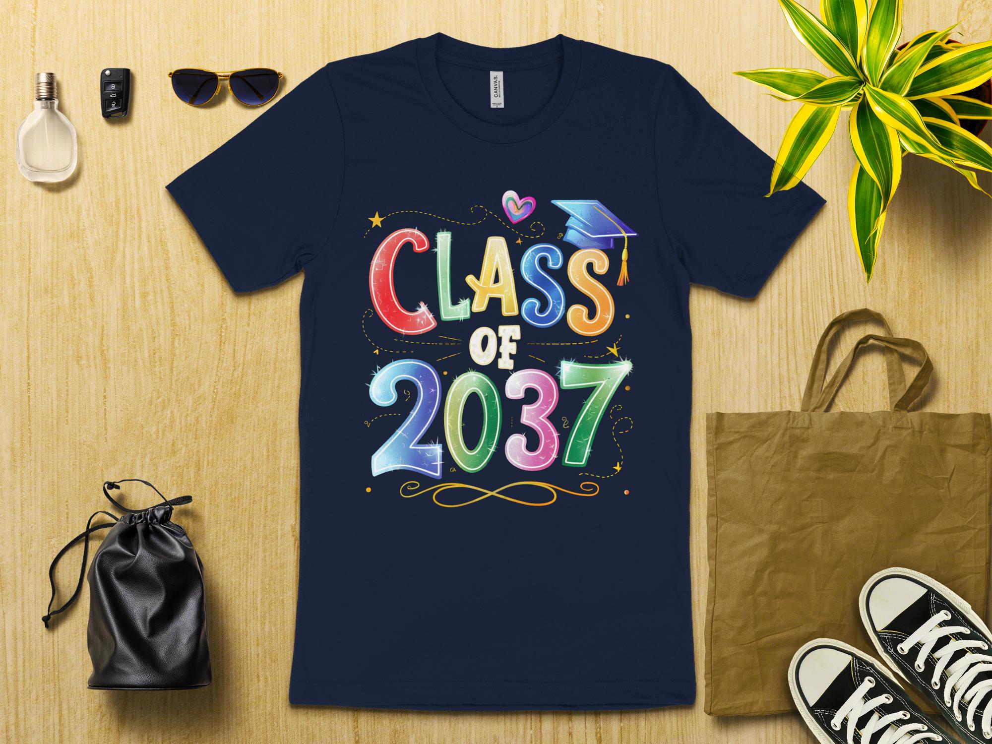 Class of 2037 Graduation T - Shirt, Future Grad T - Shirt, Cute Class of 2037 Shirt, Kindergarten Graduate Shirt, Kids Milestone Shirt - Miramor