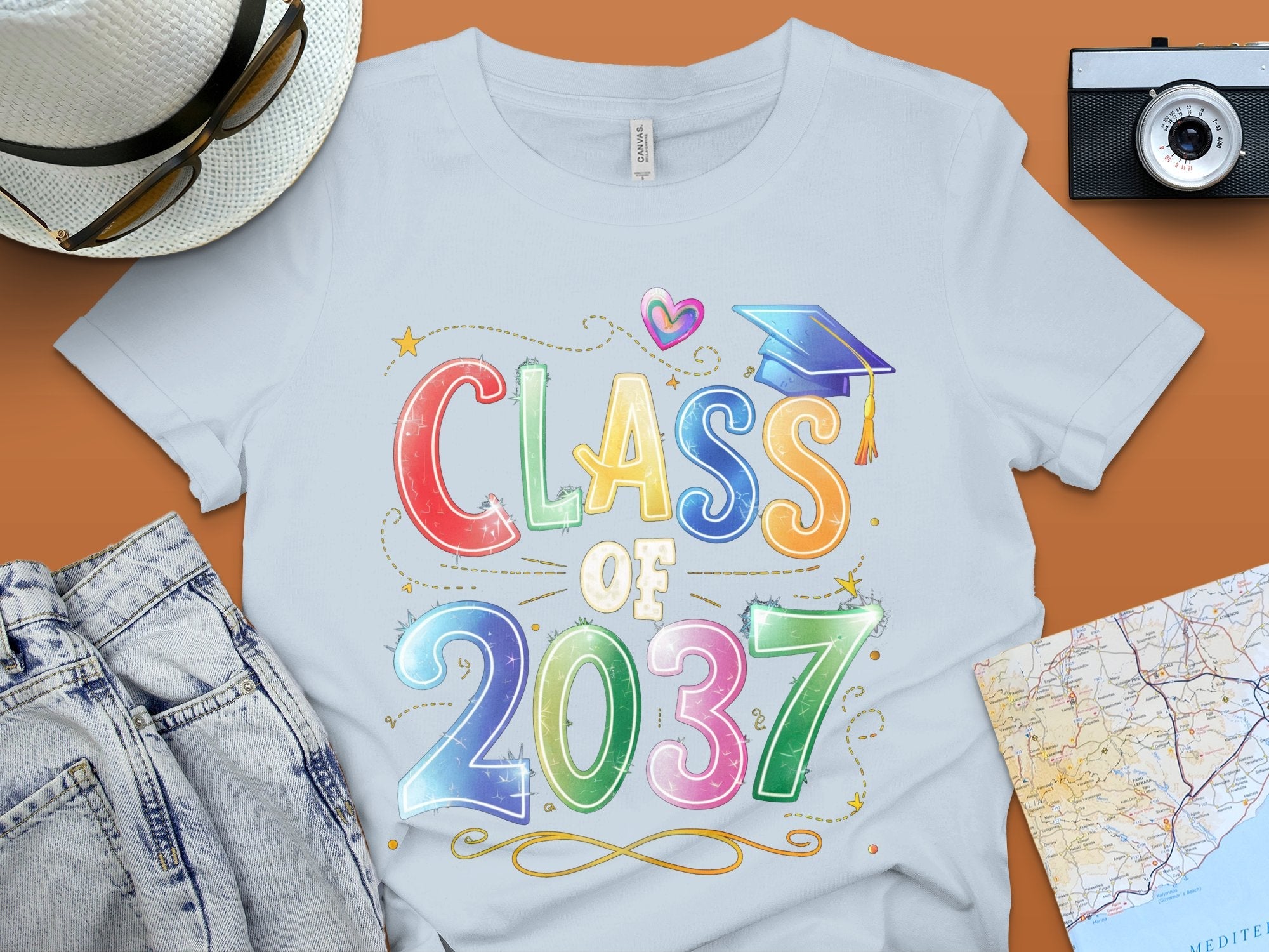 Class of 2037 Graduation T - Shirt, Future Grad T - Shirt, Cute Class of 2037 Shirt, Kindergarten Graduate Shirt, Kids Milestone Shirt - Miramor