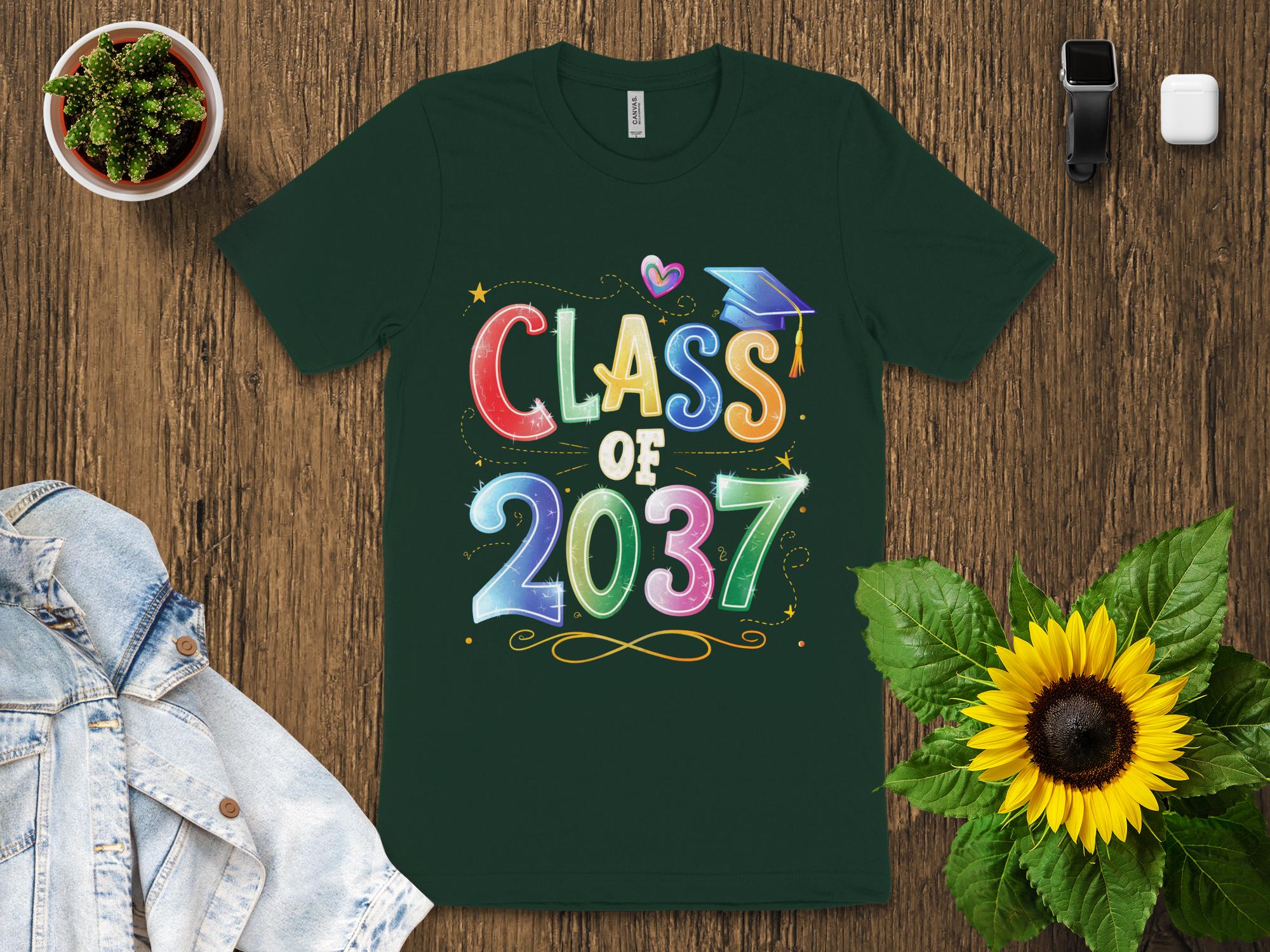 Class of 2037 Graduation T - Shirt, Future Grad T - Shirt, Cute Class of 2037 Shirt, Kindergarten Graduate Shirt, Kids Milestone Shirt - Miramor