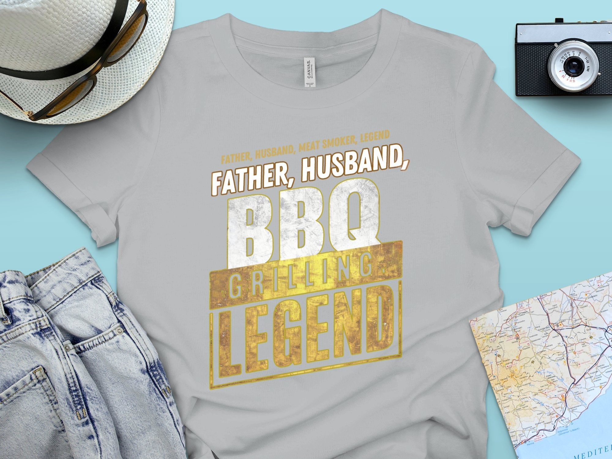 Father Husband Meat Smoker Legend T - Shirt, BBQ Grilling Legend Shirt, Gift for Dad, Funny BBQ T - Shirt, Father's Day Shirt - Miramor