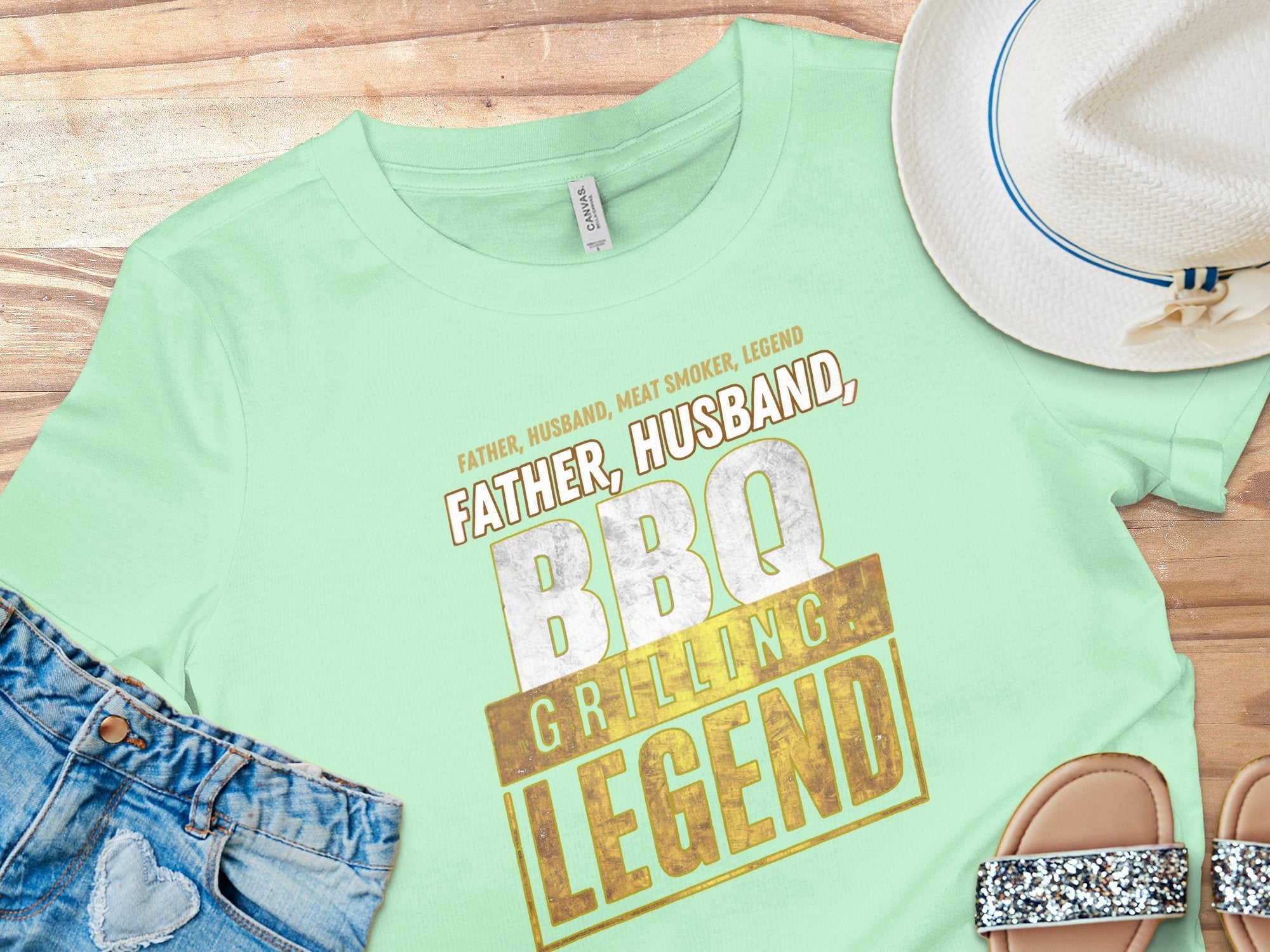 Father Husband Meat Smoker Legend T - Shirt, BBQ Grilling Legend Shirt, Gift for Dad, Funny BBQ T - Shirt, Father's Day Shirt - Miramor