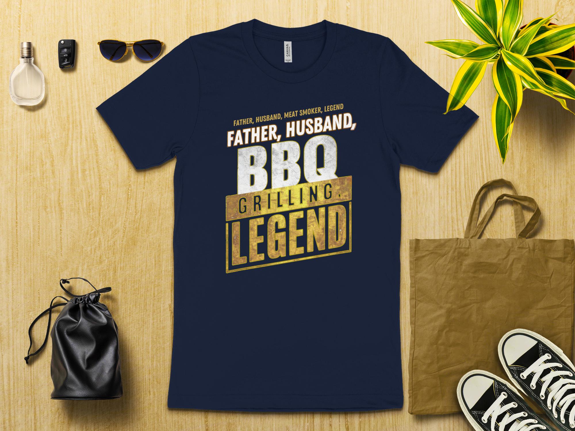 Father Husband Meat Smoker Legend T - Shirt, BBQ Grilling Legend Shirt, Gift for Dad, Funny BBQ T - Shirt, Father's Day Shirt - Miramor