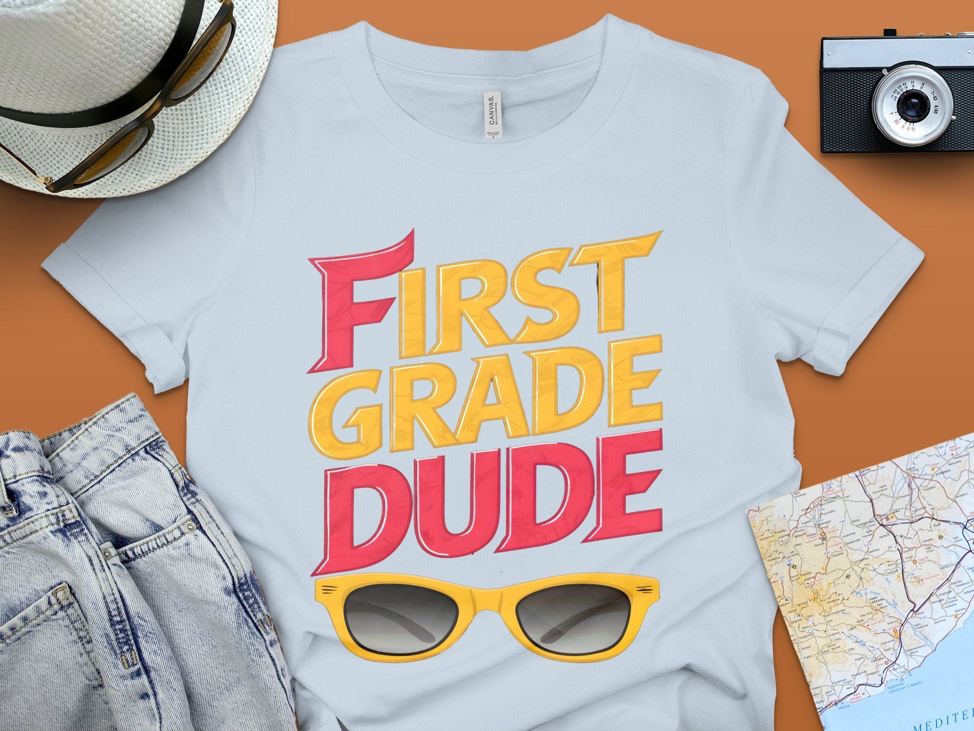 First Grade Dude T - Shirt, Back to School Shirt, Cool Kid Tee, First Grade Student Apparel, Sunglasses Graphic Top, Fun School Shirt - Miramor