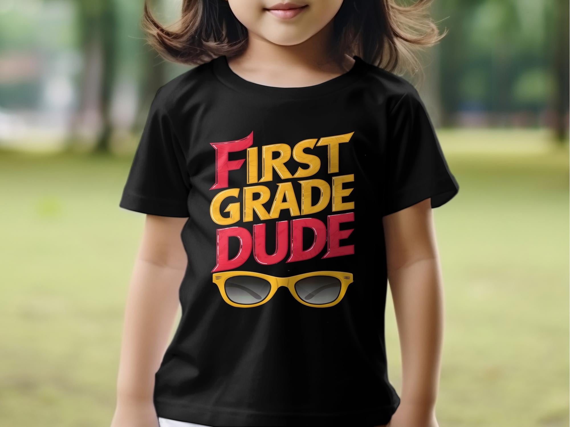 First Grade Dude T - Shirt, Back to School Shirt, Cool Kid Tee, First Grade Student Apparel, Sunglasses Graphic Top, Fun School Shirt - Miramor