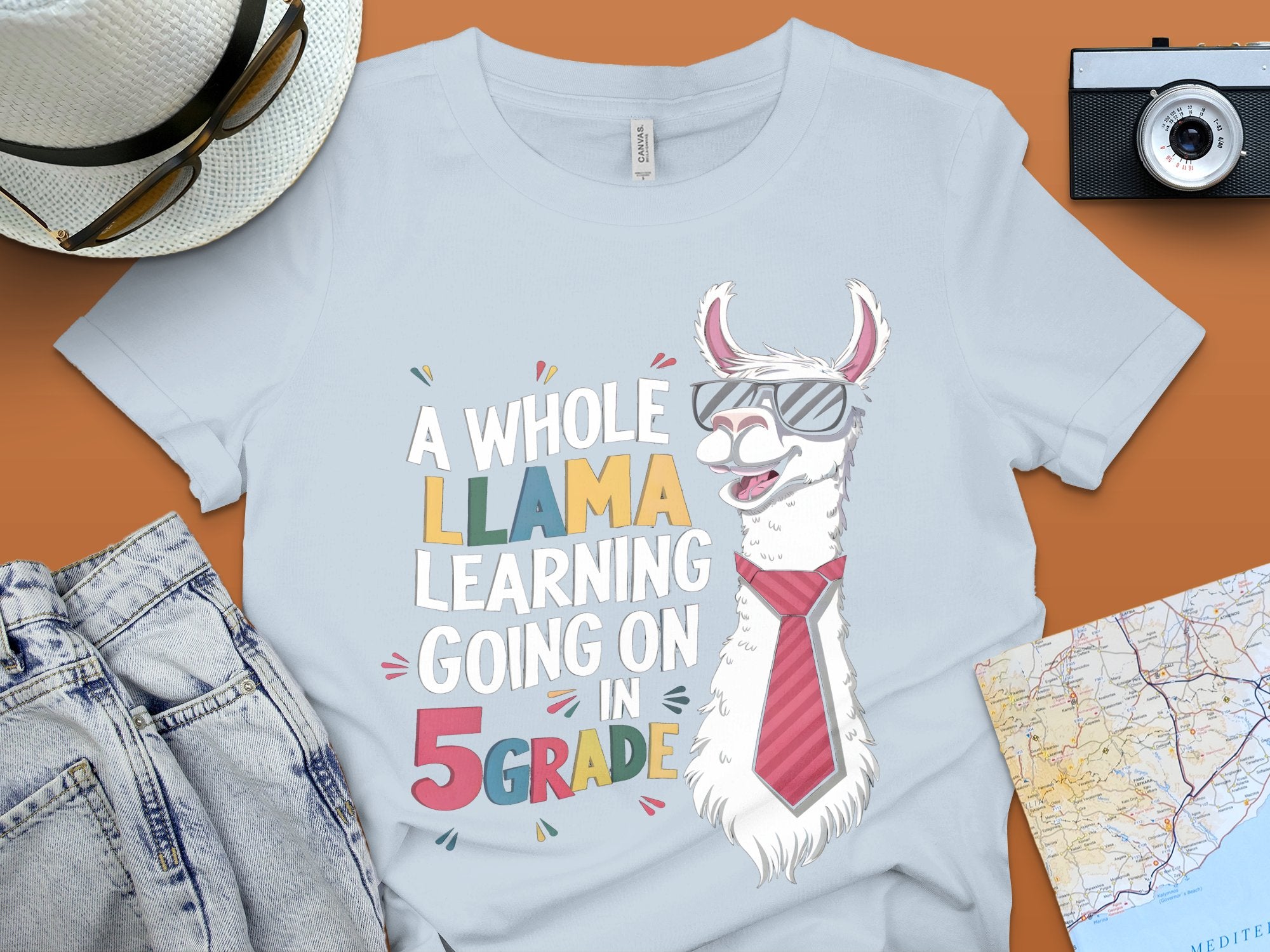 Fun Llama 5th Grade Shirt, Learning Llama T - Shirt, 5th Grade Gift Idea, Cool Llama Teacher Shirt, Back to School Llama Tee - Miramor