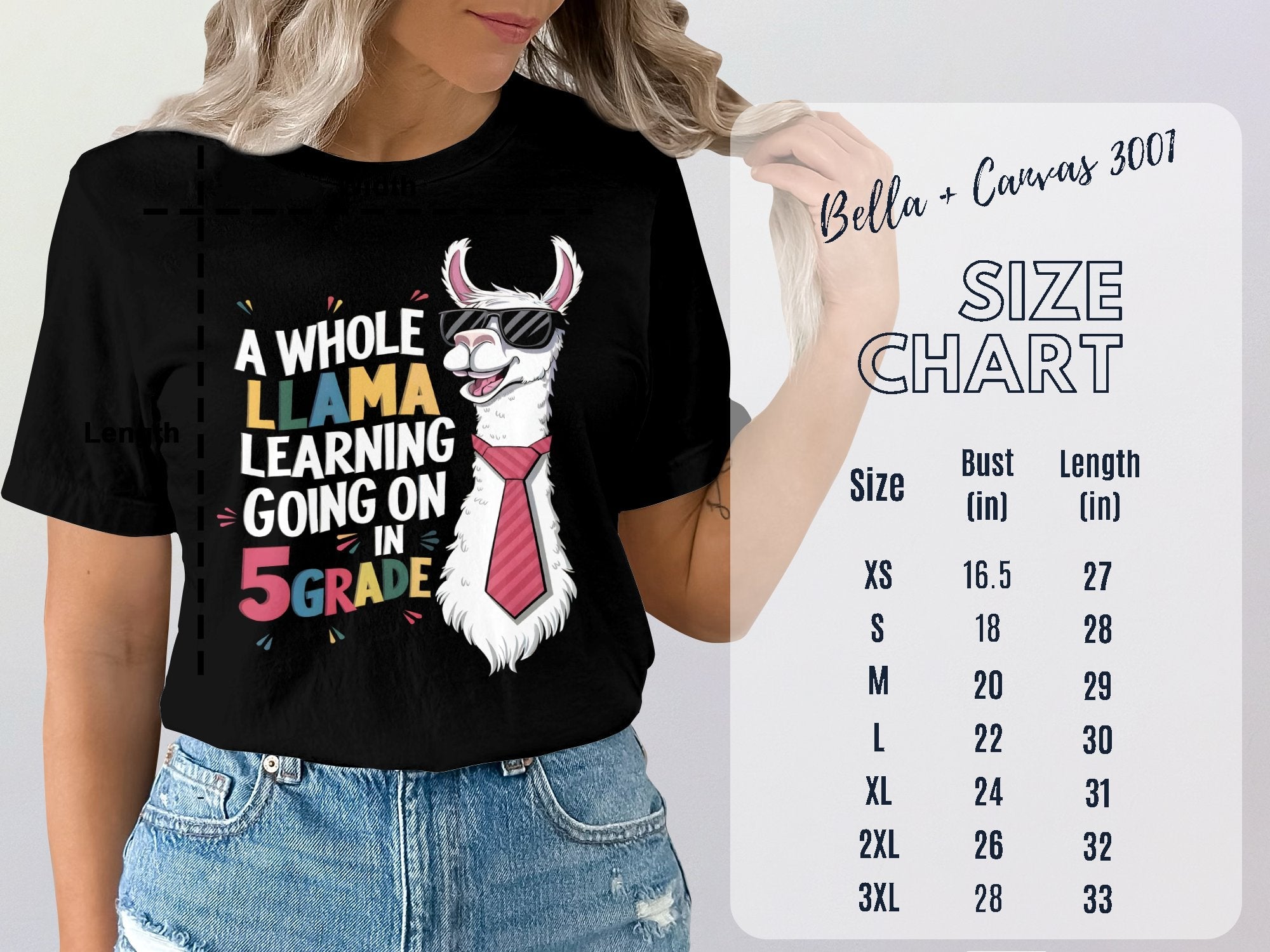 Fun Llama 5th Grade Shirt, Learning Llama T - Shirt, 5th Grade Gift Idea, Cool Llama Teacher Shirt, Back to School Llama Tee - Miramor