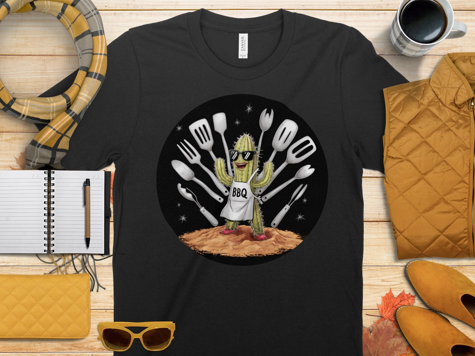 Funny BBQ Cactus Chef T - Shirt, Grill Master TShirt, BBQ Enthusiast Tee, Humorous Cooking Shirt, Backyard Barbecue Tee, Mens - Womens T - Shirt - Miramor