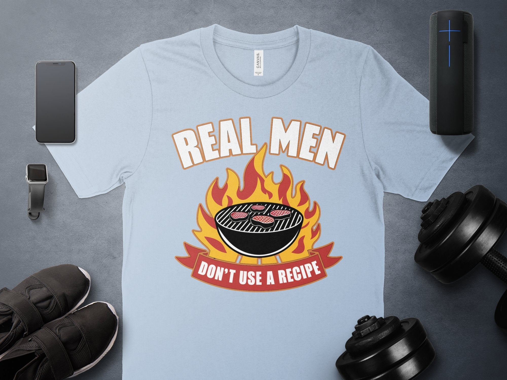 Funny BBQ T - Shirt, Real Men Don't Use A Recipe Tee, Grilling Enthusiast Shirt, Outdoor Cooking Humor T - Shirt, Bold Statement Tee - Miramor