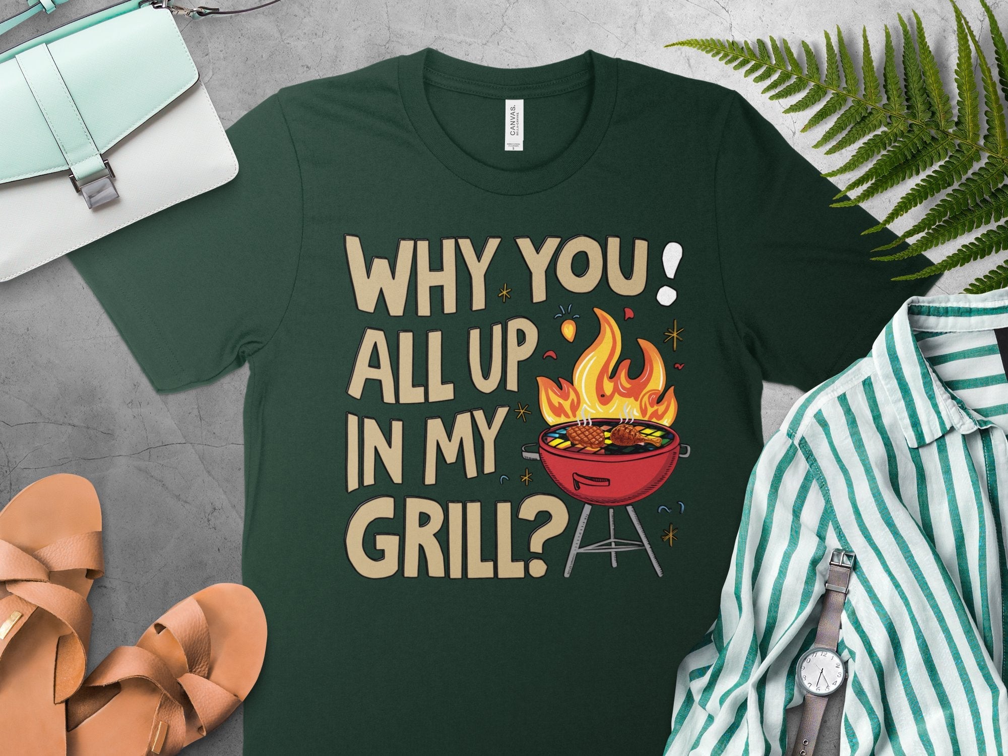 Funny BBQ T - Shirt, Why You All Up In My Grill Tee, Hilarious Grilling Shirt, Summer Cookout Apparel, Backyard Barbecue Humor Clothing - Miramor