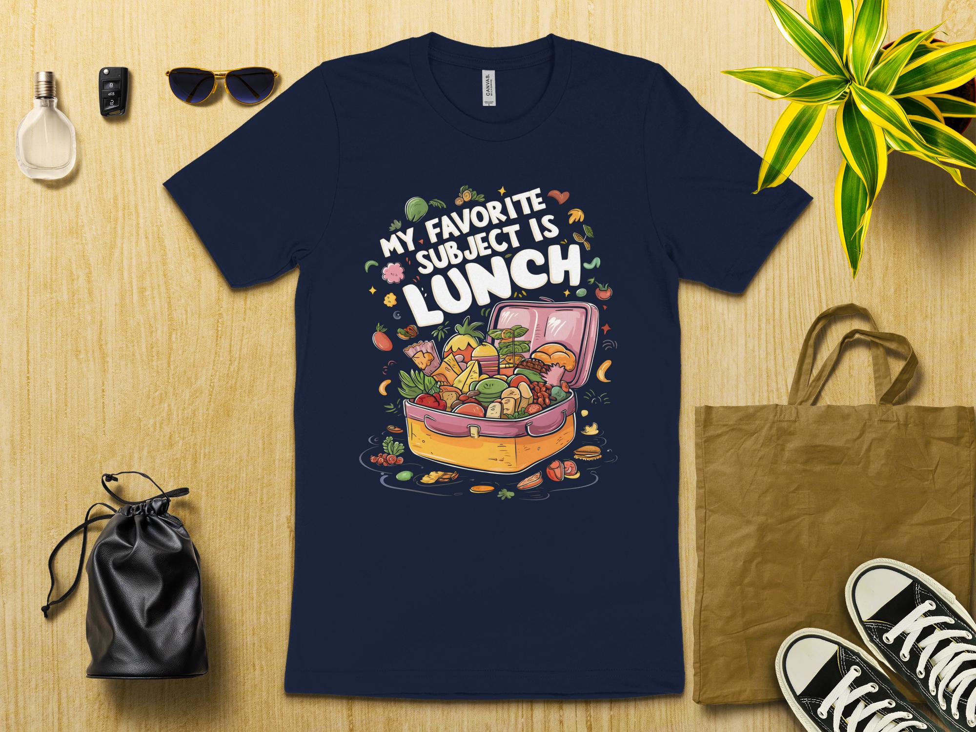 Funny My Favorite Subject is Lunch T - Shirt, Food Lover Gift, Cute Lunch Box Graphic Tee, Humorous Shirt for Foodies, Unique Gift Idea - Miramor