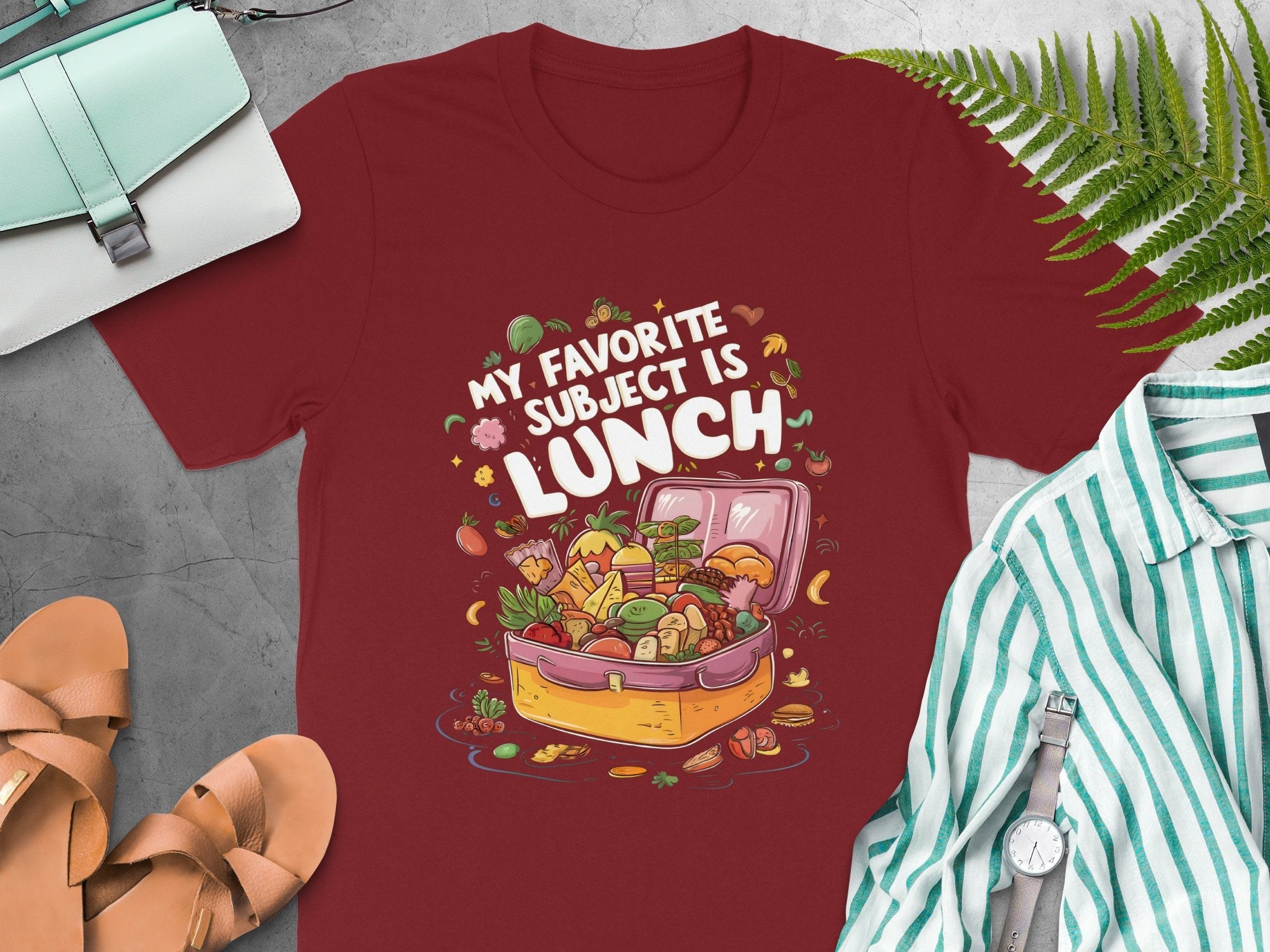 Funny My Favorite Subject is Lunch T - Shirt, Food Lover Gift, Cute Lunch Box Graphic Tee, Humorous Shirt for Foodies, Unique Gift Idea - Miramor