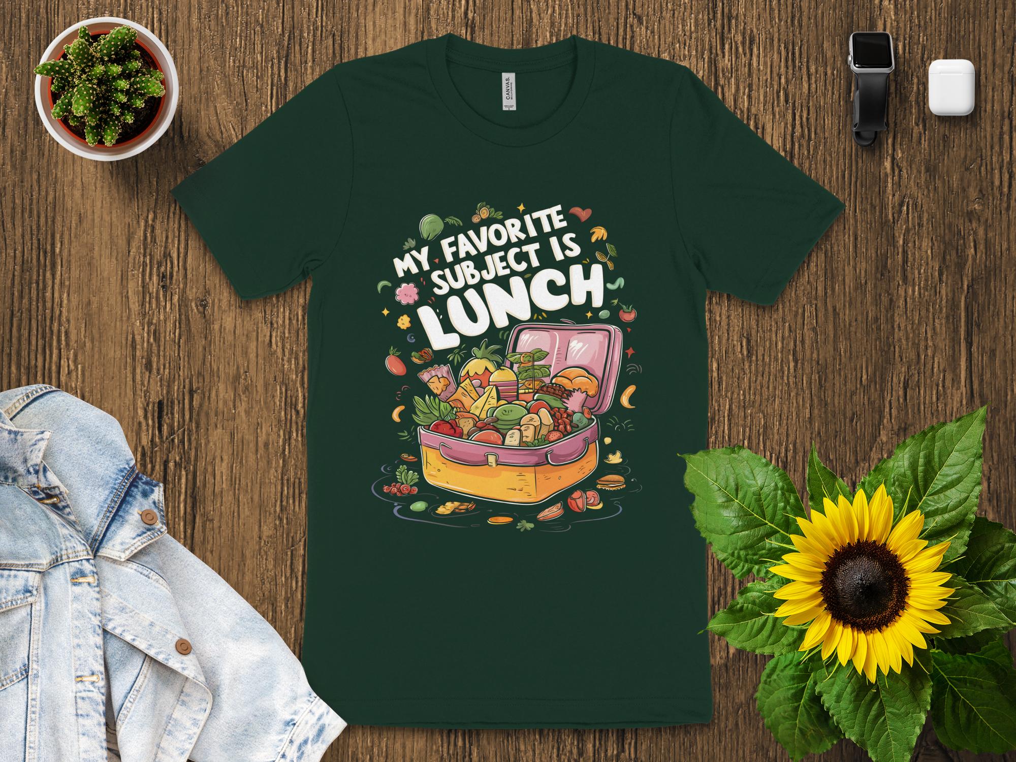 Funny My Favorite Subject is Lunch T - Shirt, Food Lover Gift, Cute Lunch Box Graphic Tee, Humorous Shirt for Foodies, Unique Gift Idea - Miramor