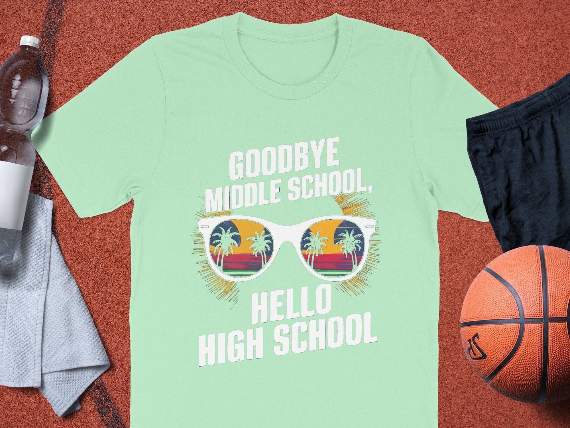 Goodbye Middle School Hello High School T - Shirt, Fun Teen Graduation Tee, Cool Shades Graphic Shirt, High School Student Gift - Miramor