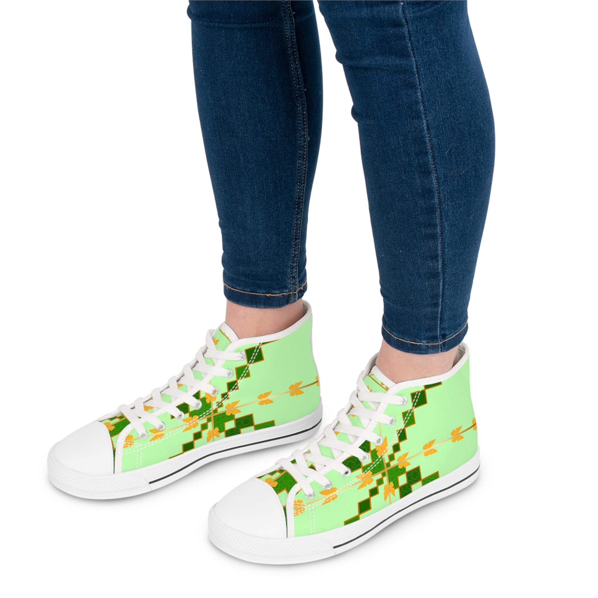 Greenish Women's High Top Sneakers - Miramor