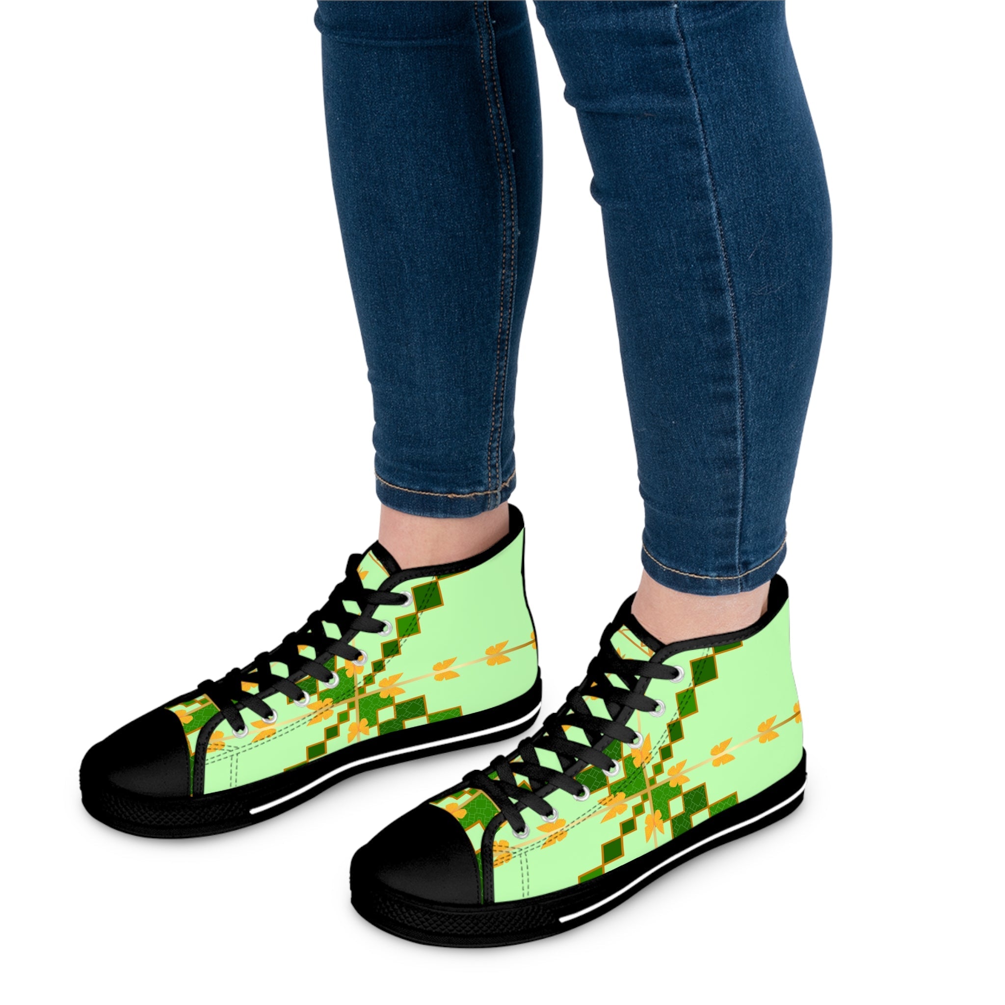 Greenish Women's High Top Sneakers - Miramor