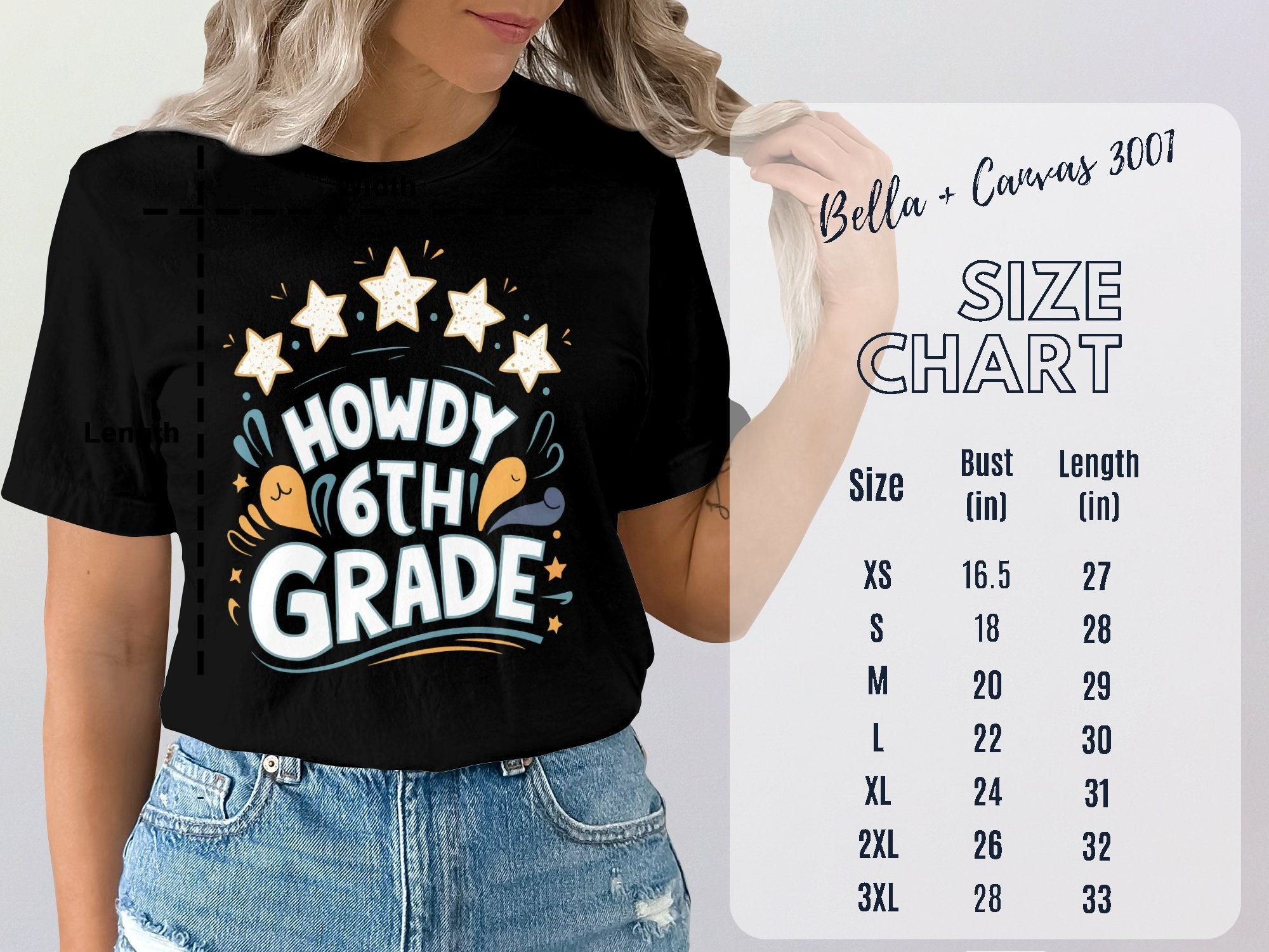 Howdy 6th Grade T - Shirt, 6th Grade Teacher Shirt, Back to School Shirt, Cute Teacher Gift, Fun 6th Grade Tee, Stars Graphic T - Shirt - Miramor