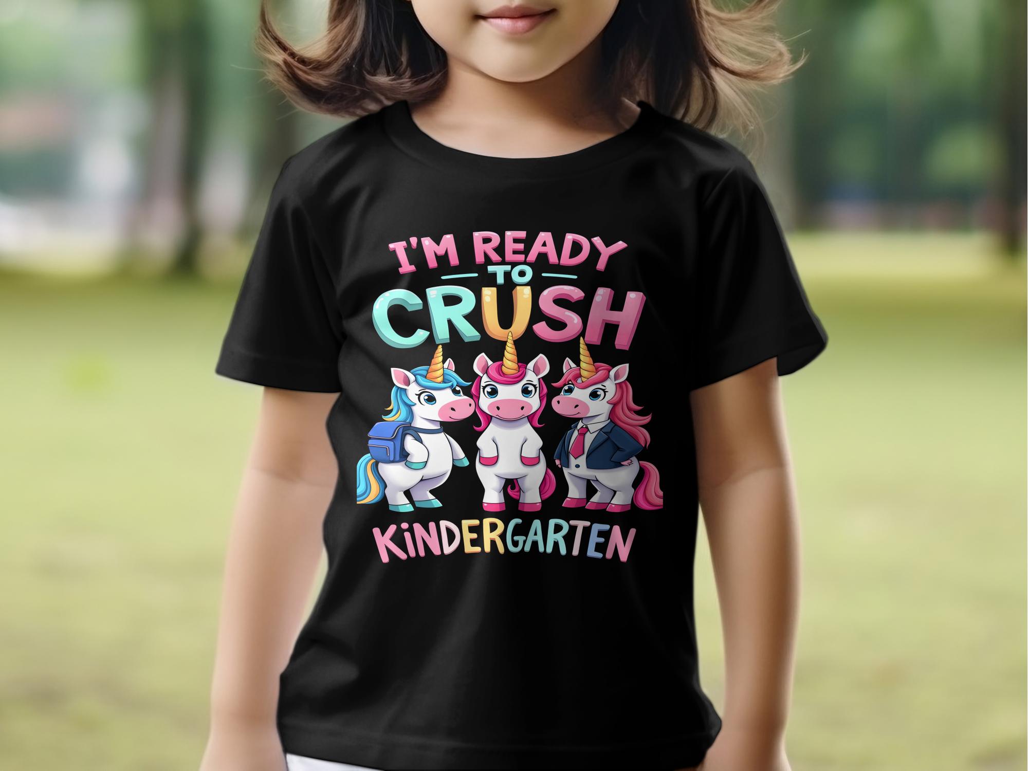 I'm Ready to Crush Kindergarten T - Shirt, Cute Unicorn Back to School Shirt, Kids Fun Back to School Tee, Ready to Crush Learning - Miramor