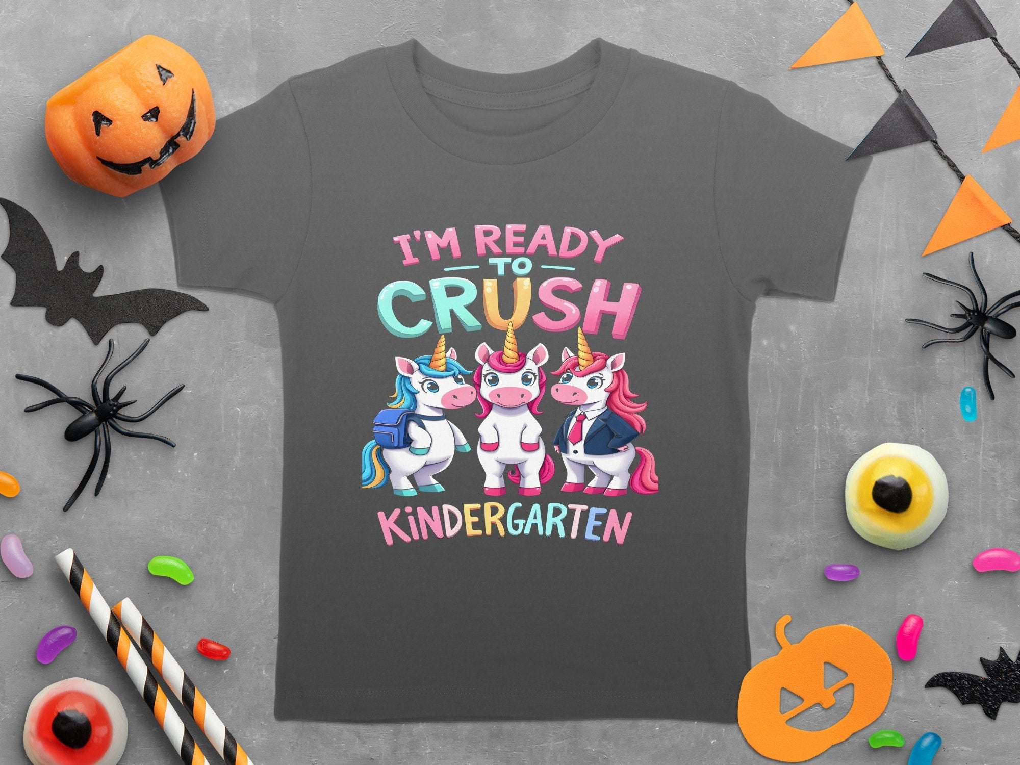 I'm Ready to Crush Kindergarten T - Shirt, Cute Unicorn Back to School Shirt, Kids Fun Back to School Tee, Ready to Crush Learning - Miramor