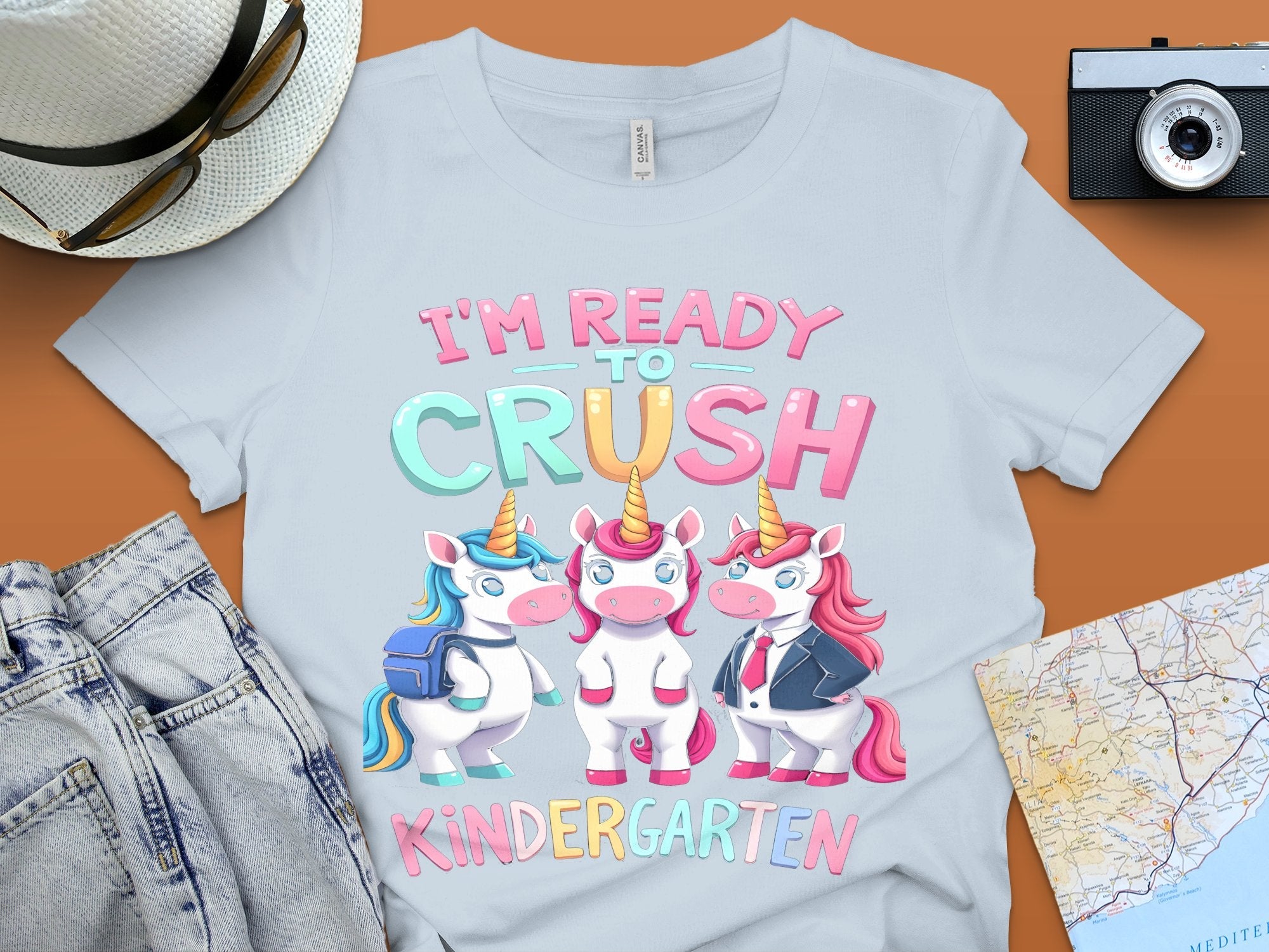 I'm Ready to Crush Kindergarten T - Shirt, Cute Unicorn Back to School Shirt, Kids Fun Back to School Tee, Ready to Crush Learning - Miramor